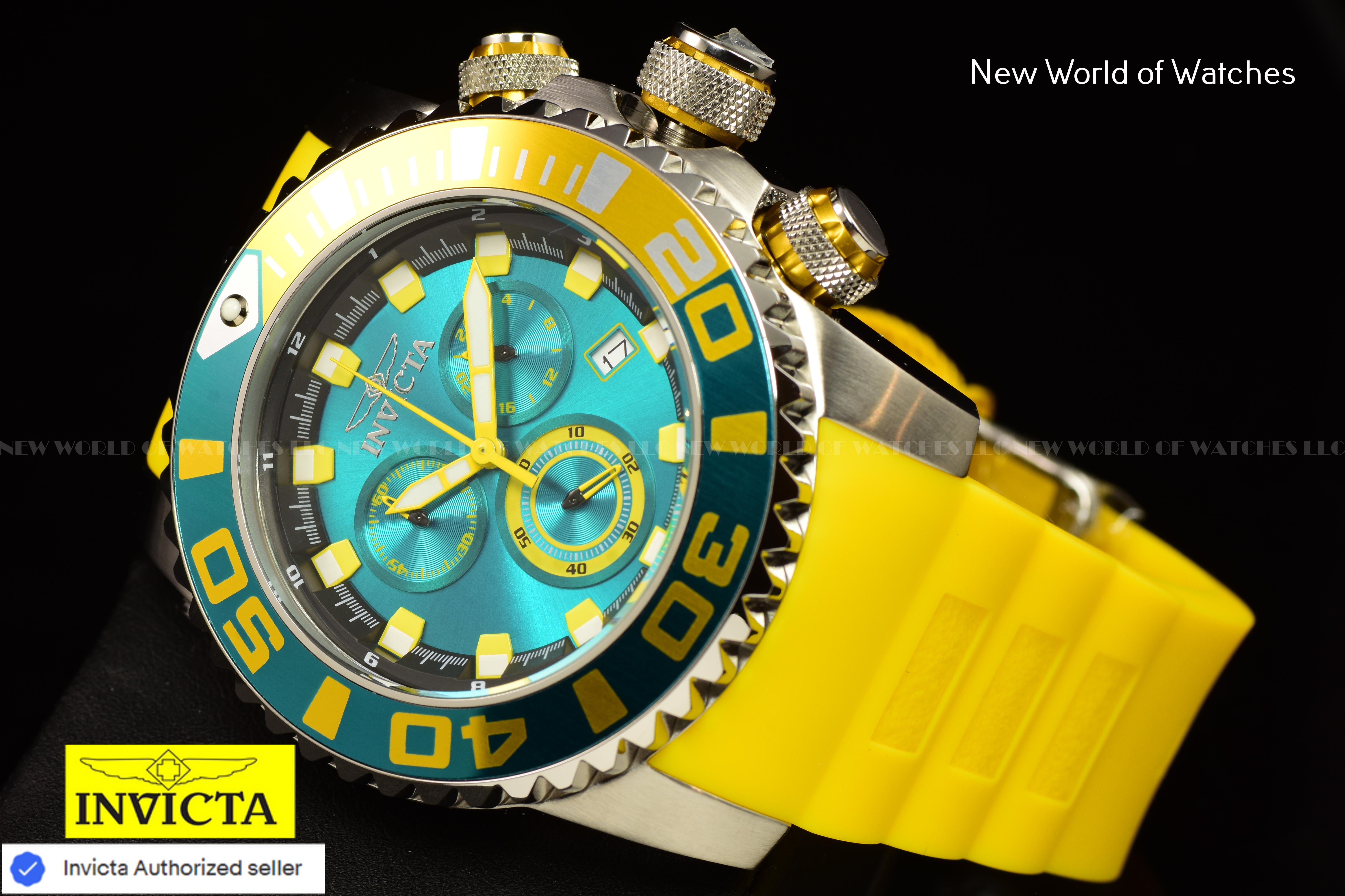 Invicta Men Sea Hunter 52mm Blue Quartz Japan Silicone Watch