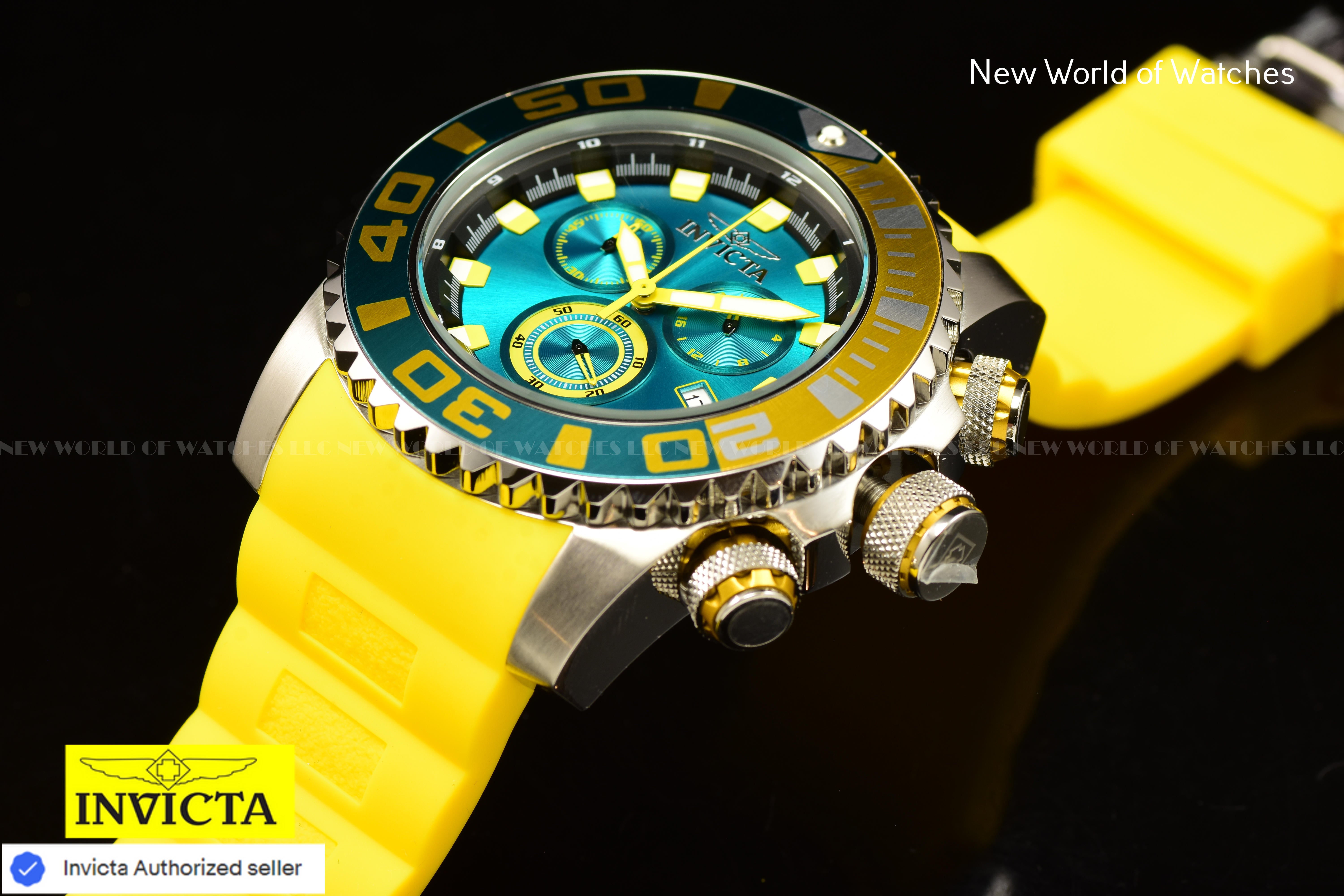 Invicta Men Sea Hunter 52mm Blue Quartz Japan Silicone Watch