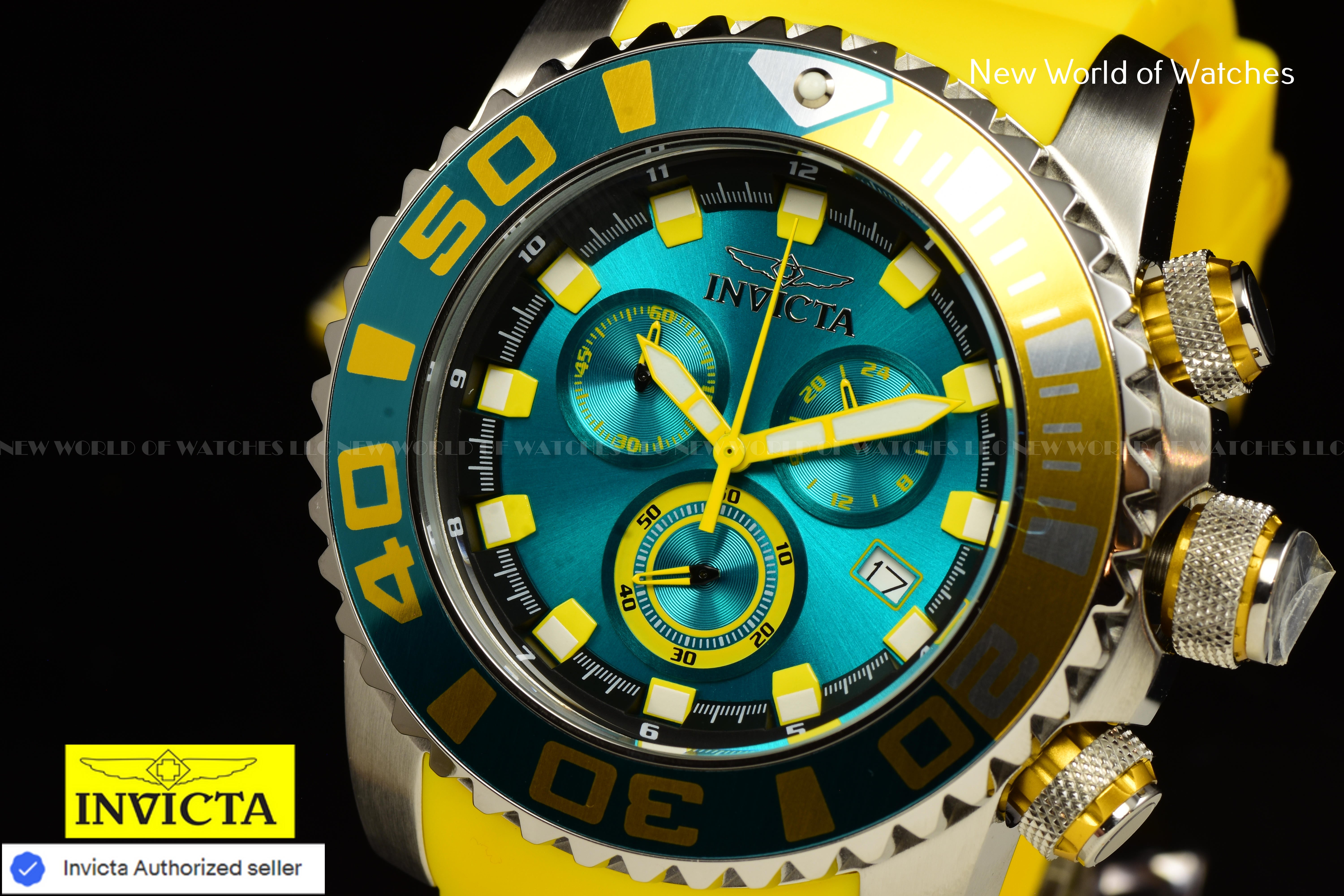 Invicta Men Sea Hunter 52mm Blue Quartz Japan Silicone Watch