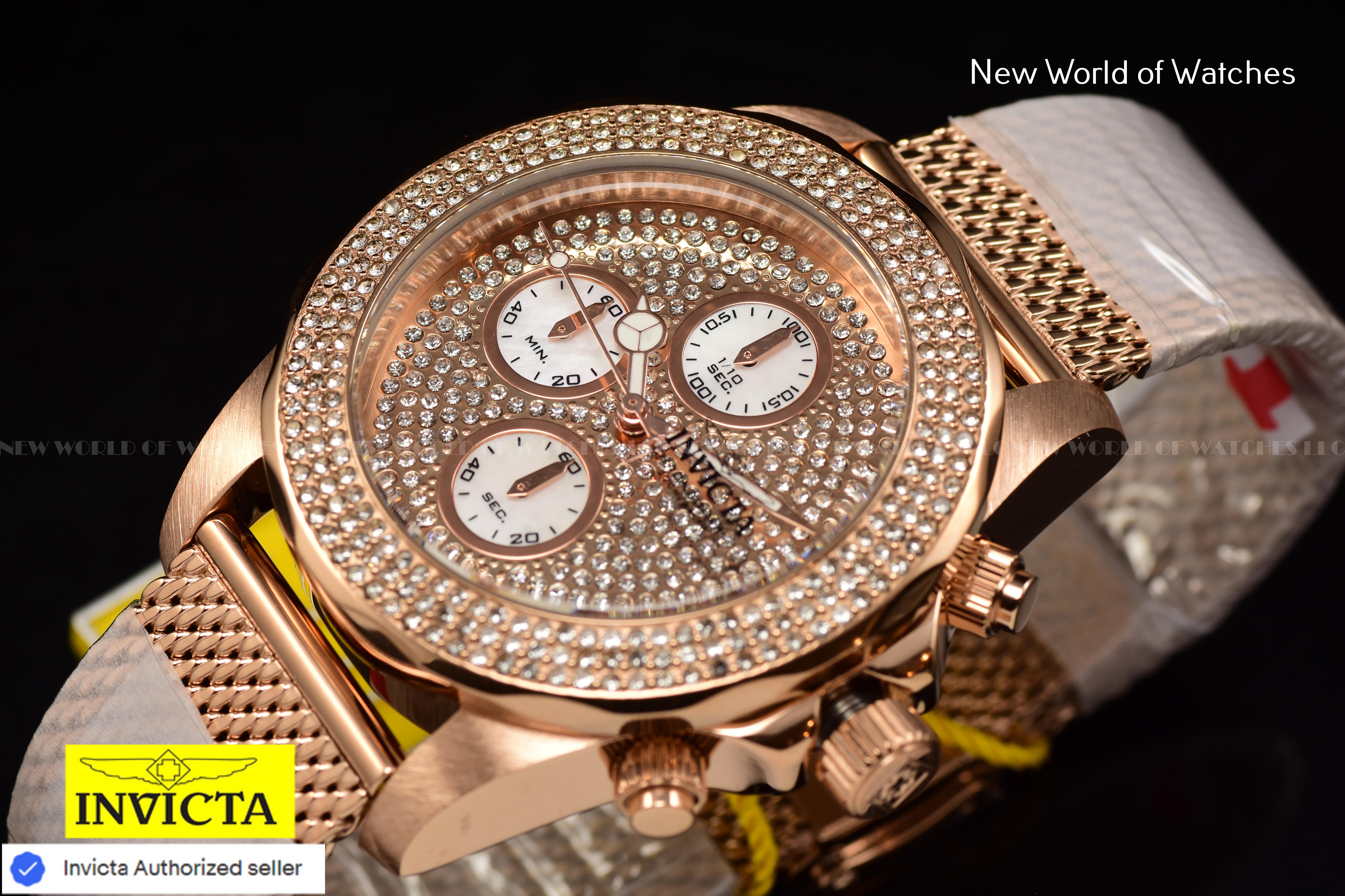 Invicta Lady Pro Diver 40mm Rose Gold White Quartz Japan Stainless Steel Watch