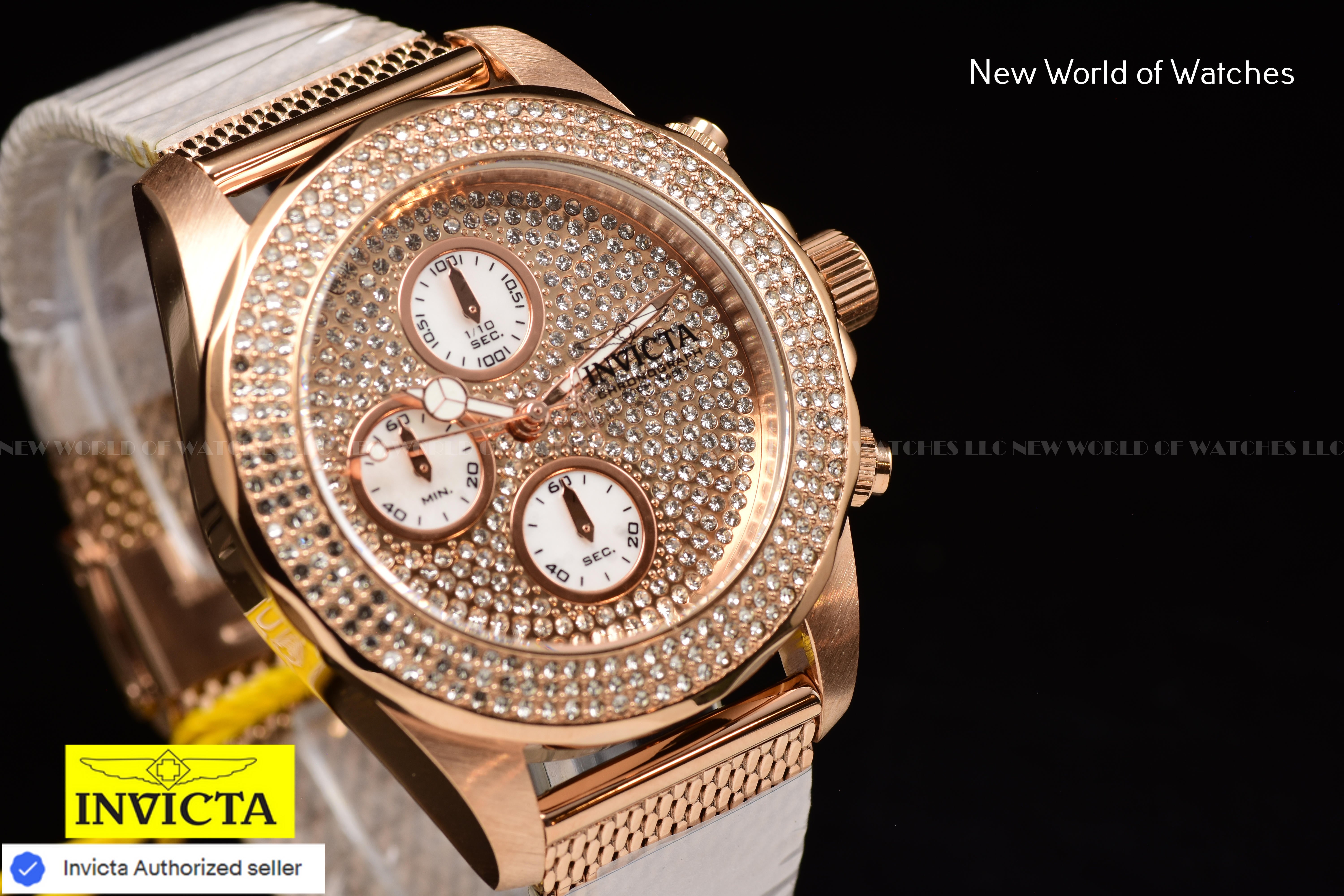 Invicta Lady Pro Diver 40mm Rose Gold White Quartz Japan Stainless Steel Watch