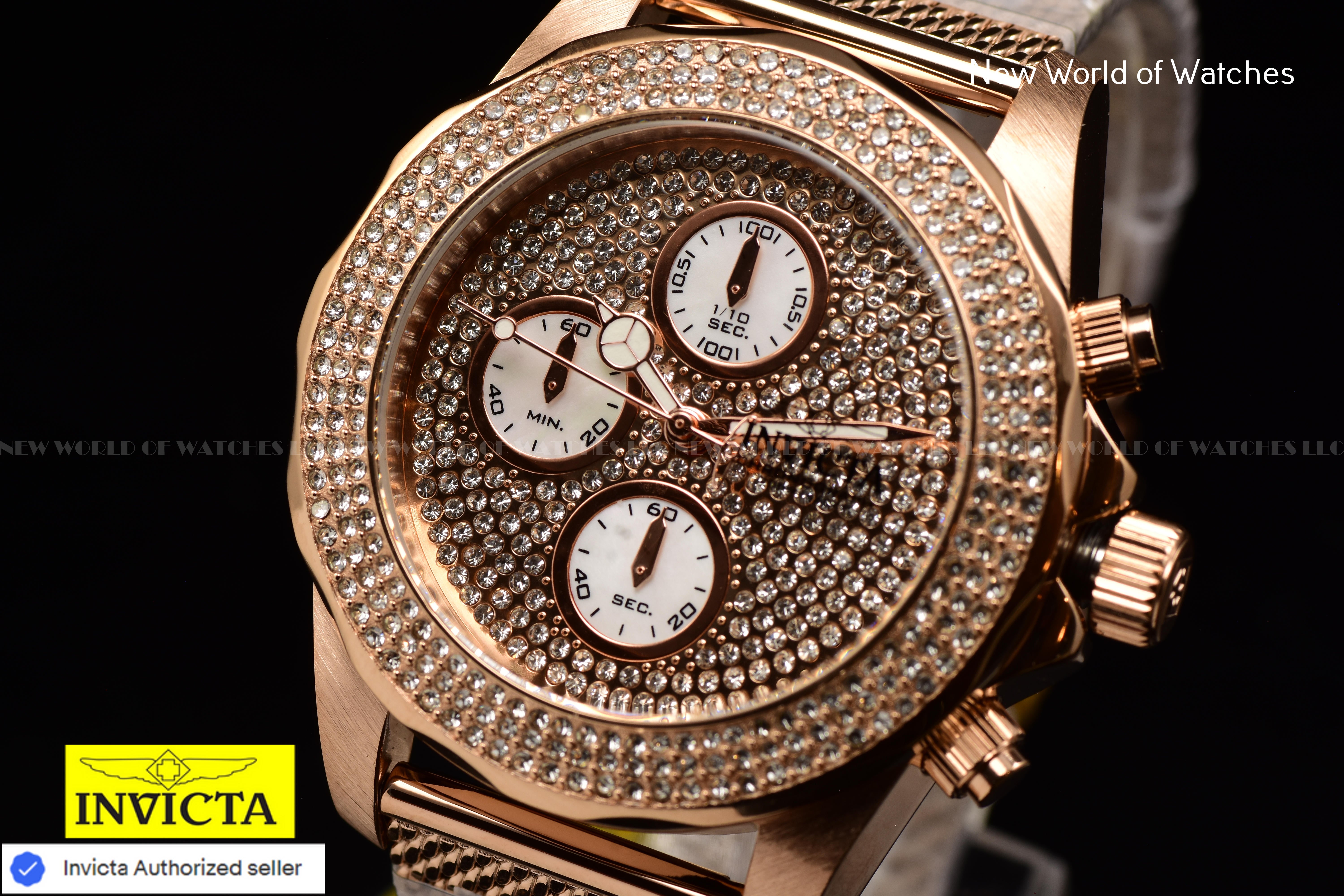 Invicta Lady Pro Diver 40mm Rose Gold White Quartz Japan Stainless Steel Watch