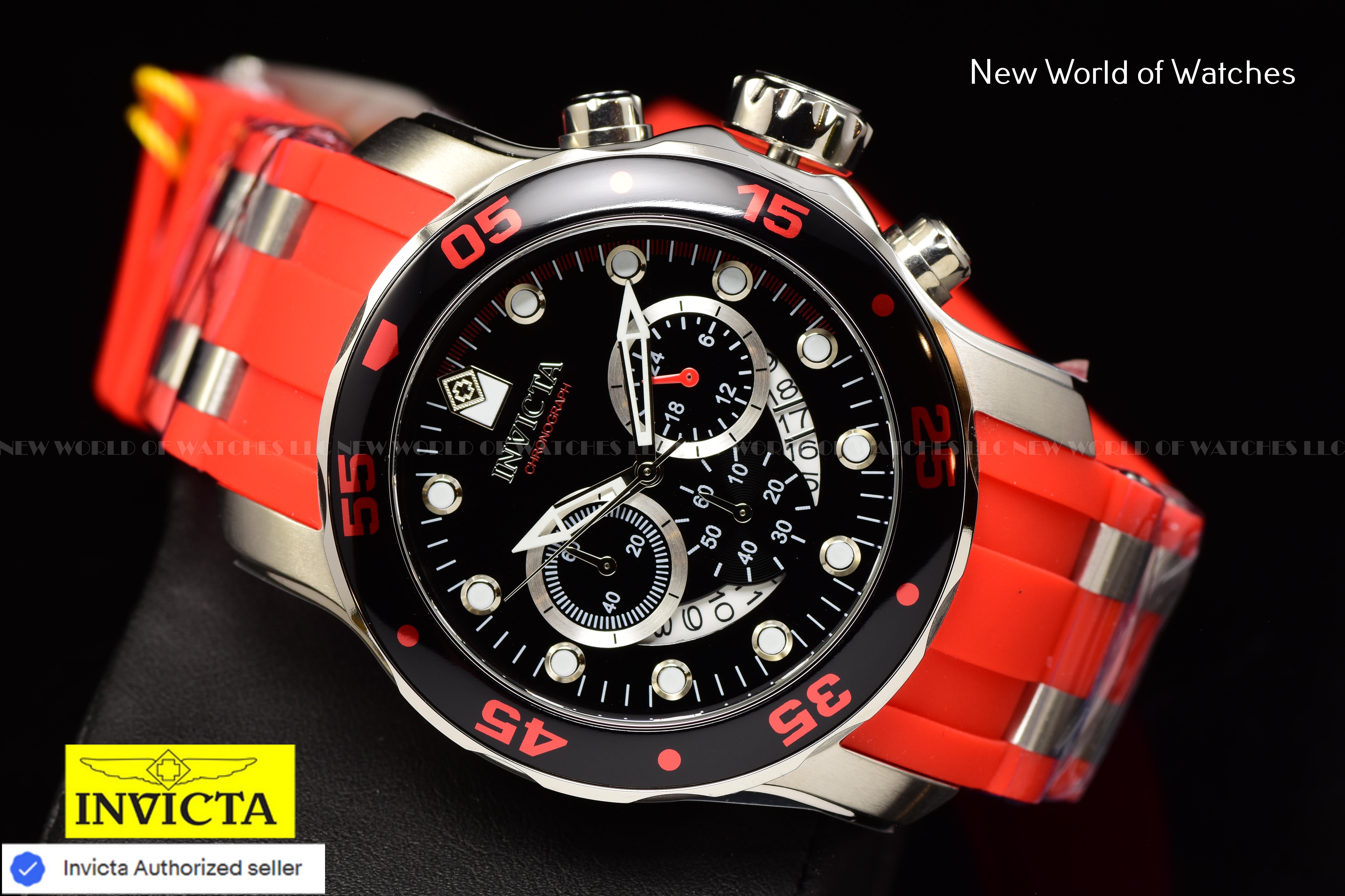 Invicta Men Pro Diver 48mm Black Quartz Japan Silicone Stainless Steel Watch