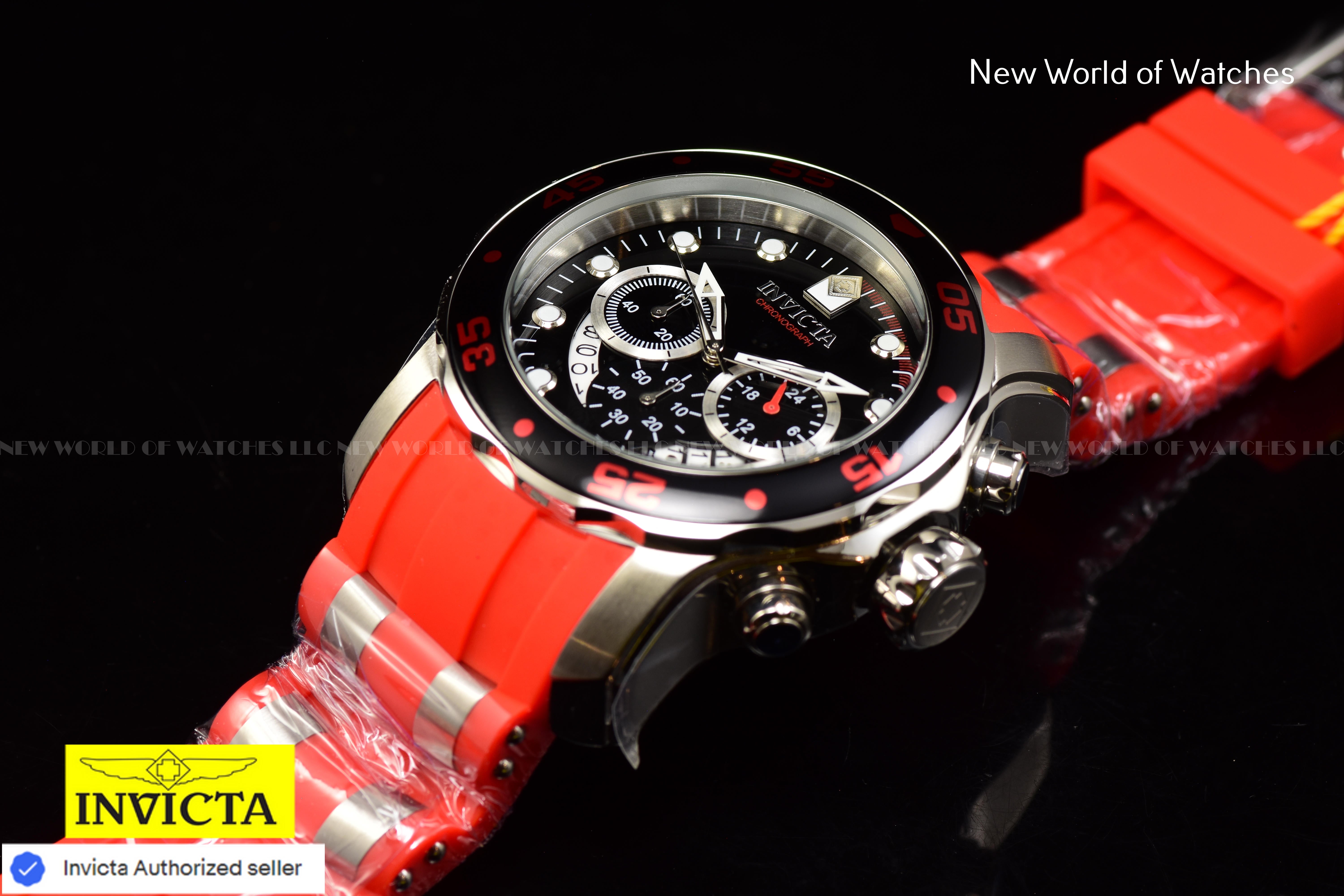 Invicta Men Pro Diver 48mm Black Quartz Japan Silicone Stainless Steel Watch