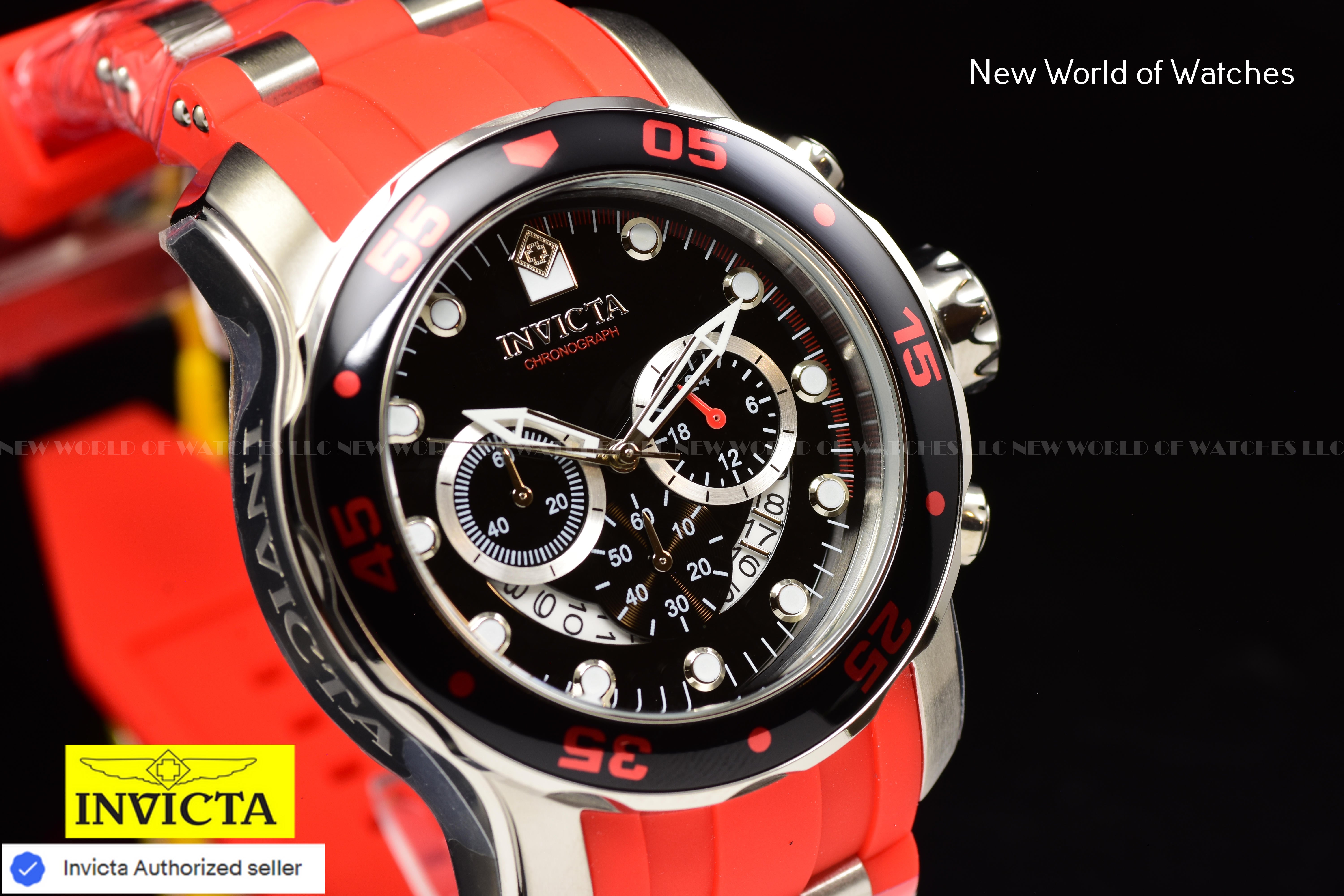 Invicta Men Pro Diver 48mm Black Quartz Japan Silicone Stainless Steel Watch