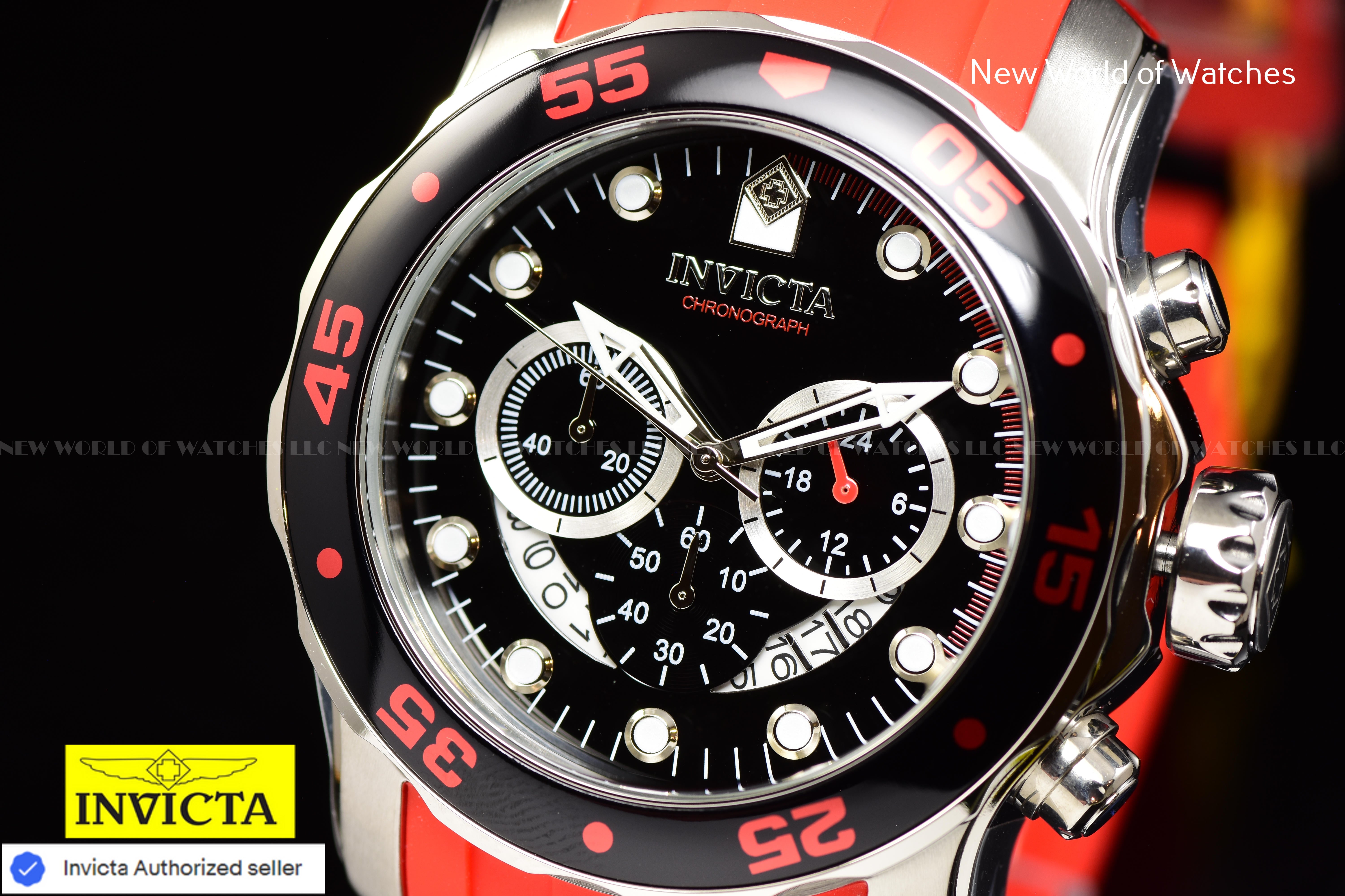 Invicta Men Pro Diver 48mm Black Quartz Japan Silicone Stainless Steel Watch