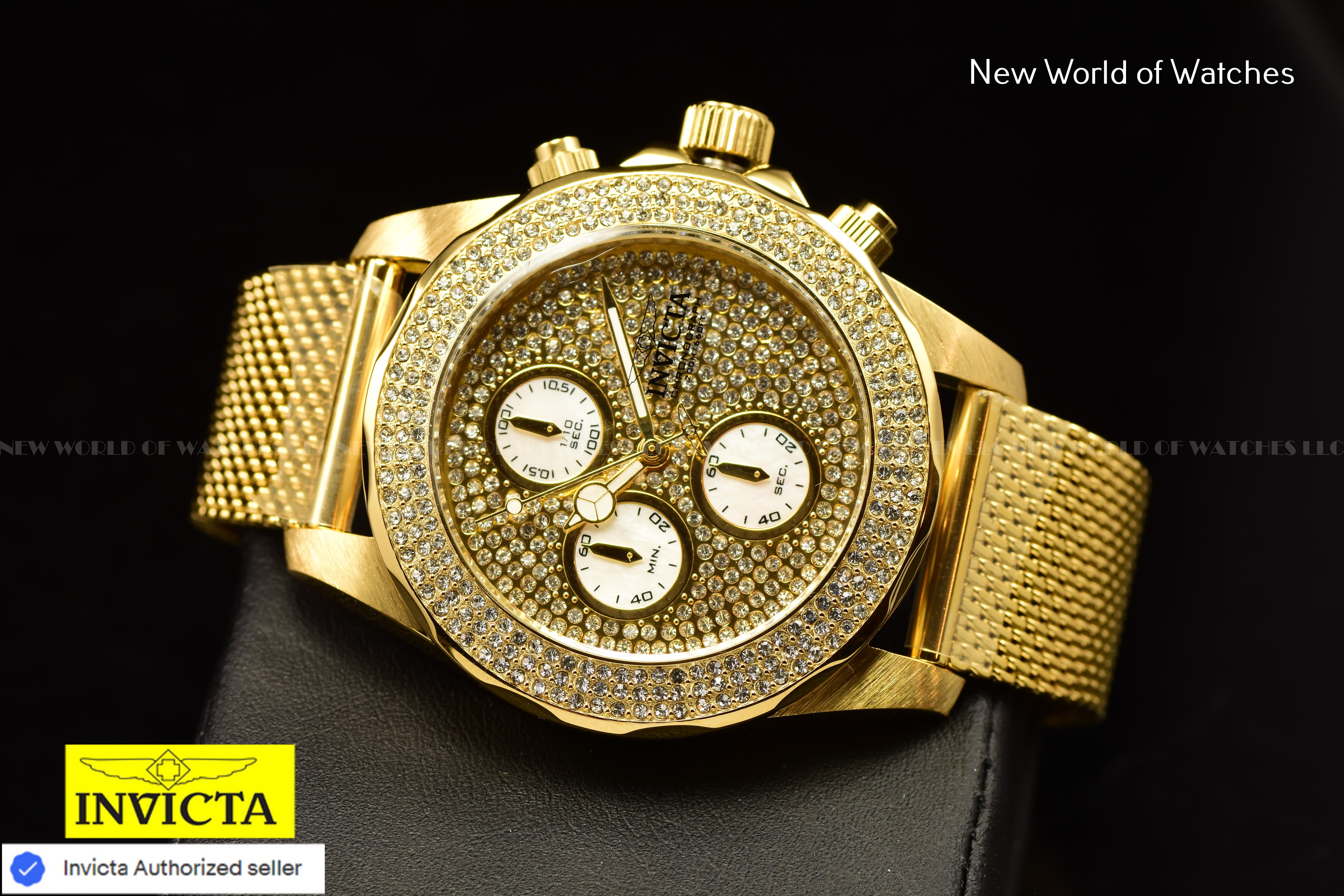 Invicta Lady Pro Diver 40mm Gold White Quartz Japan Stainless Steel Watch