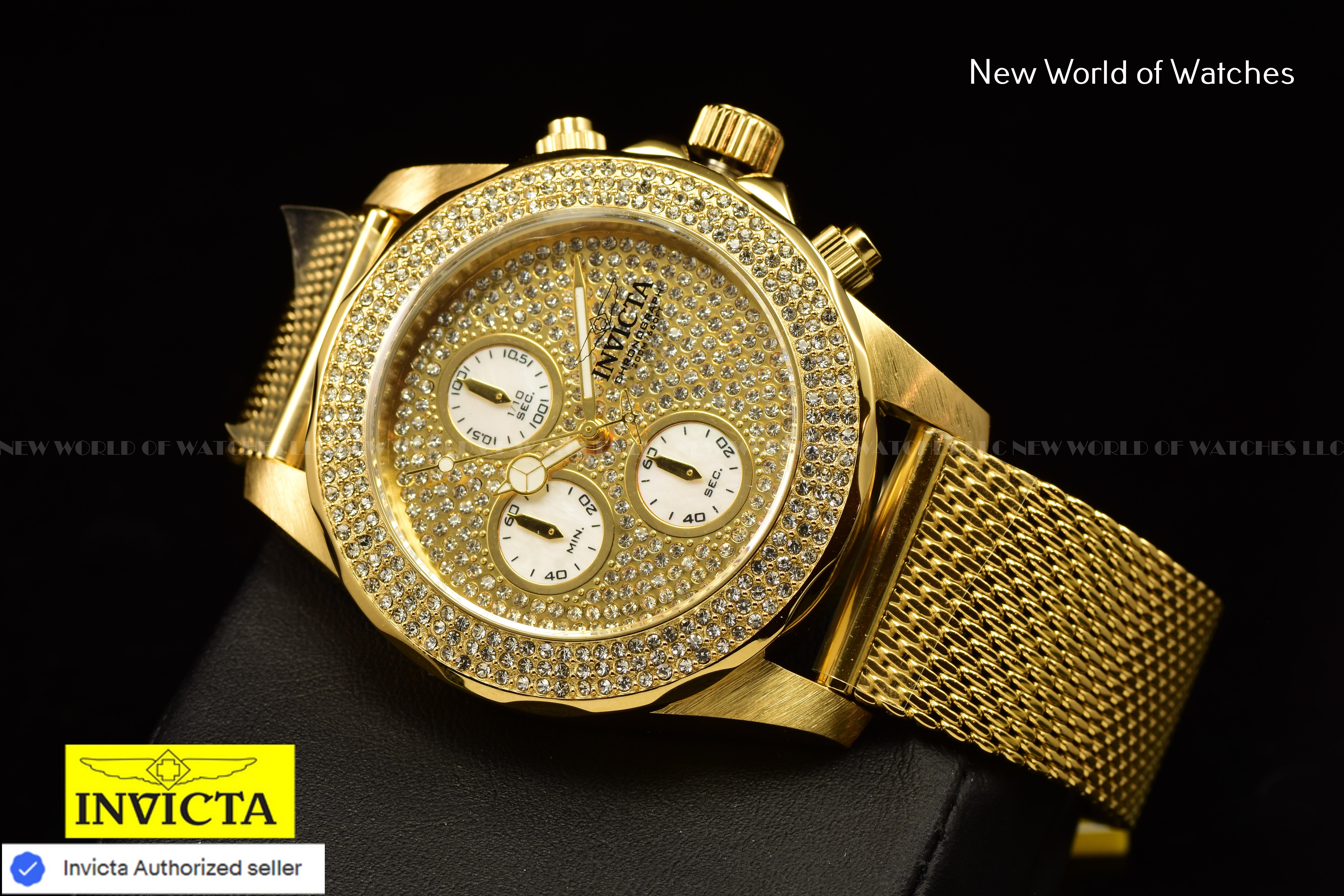 Invicta Lady Pro Diver 40mm Gold White Quartz Japan Stainless Steel Watch