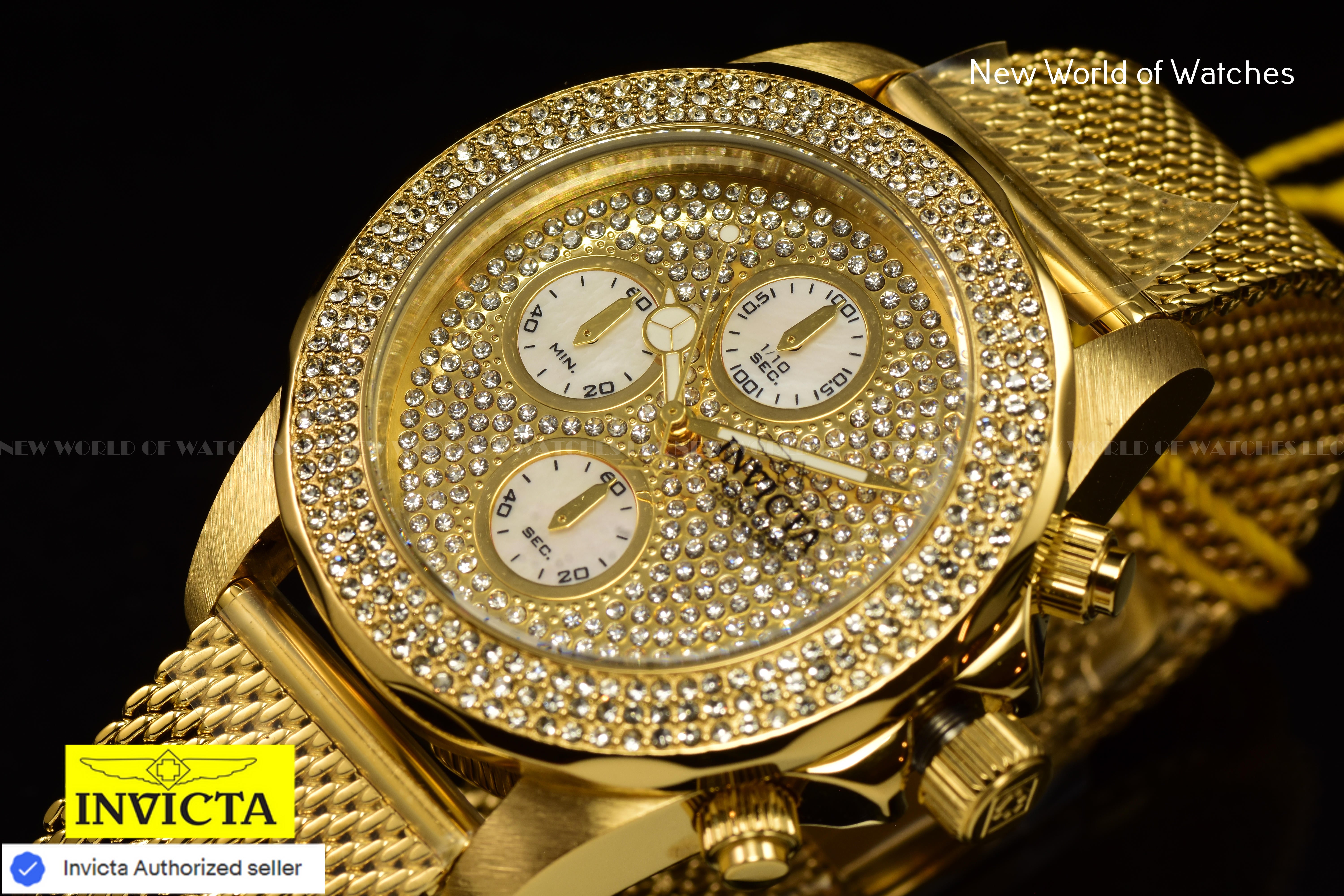 Invicta Lady Pro Diver 40mm Gold White Quartz Japan Stainless Steel Watch