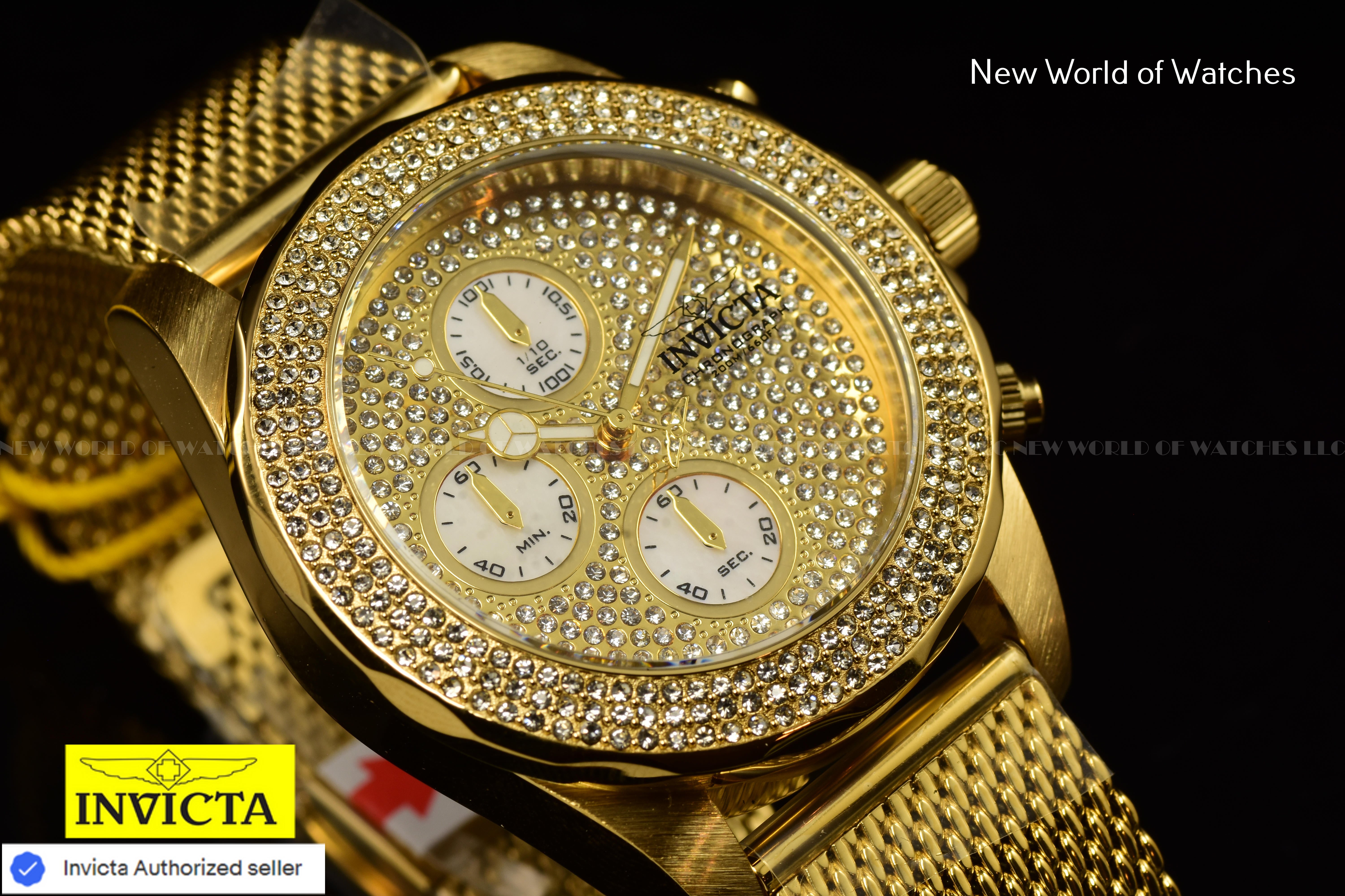 Invicta Lady Pro Diver 40mm Gold White Quartz Japan Stainless Steel Watch