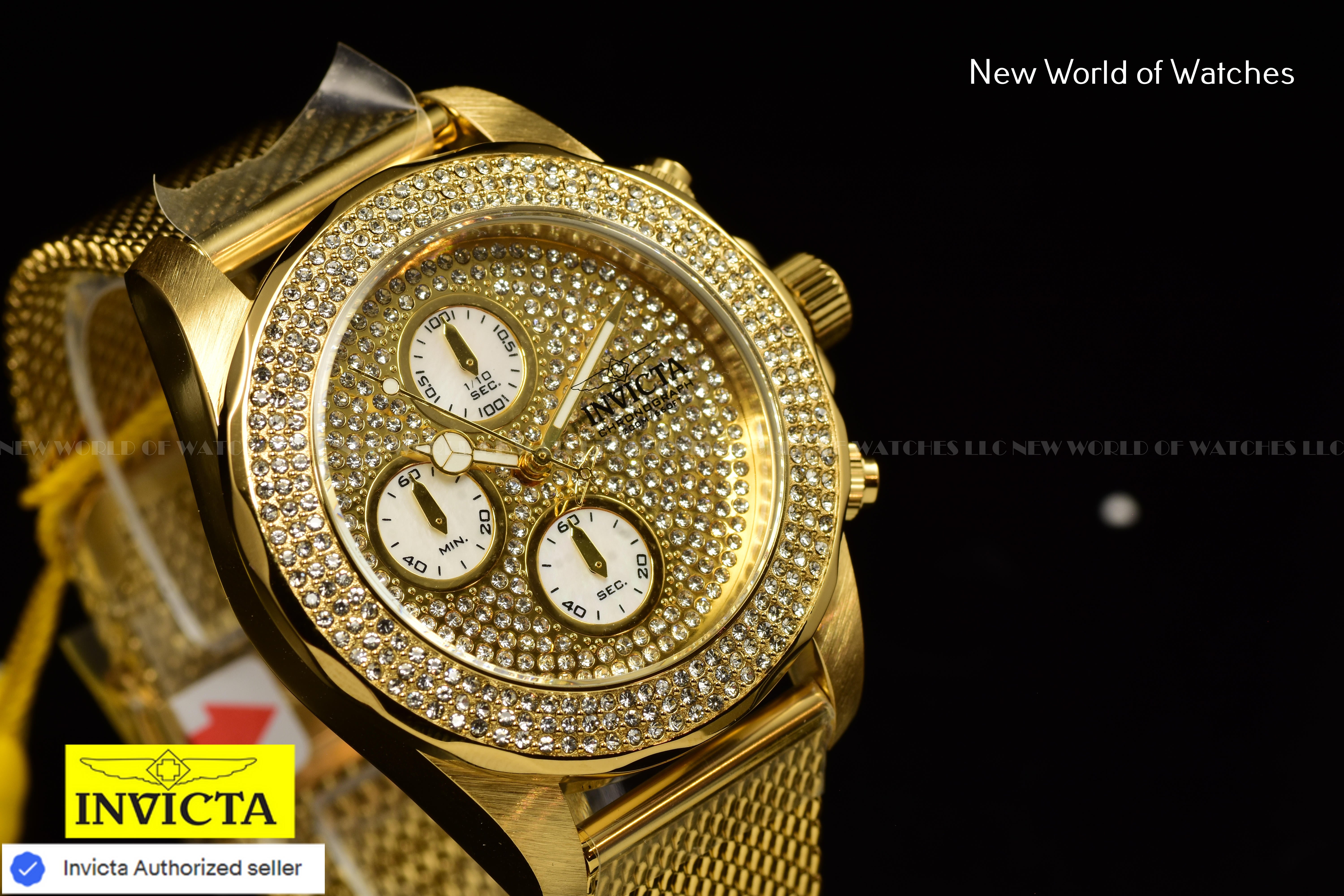 Invicta Lady Pro Diver 40mm Gold White Quartz Japan Stainless Steel Watch