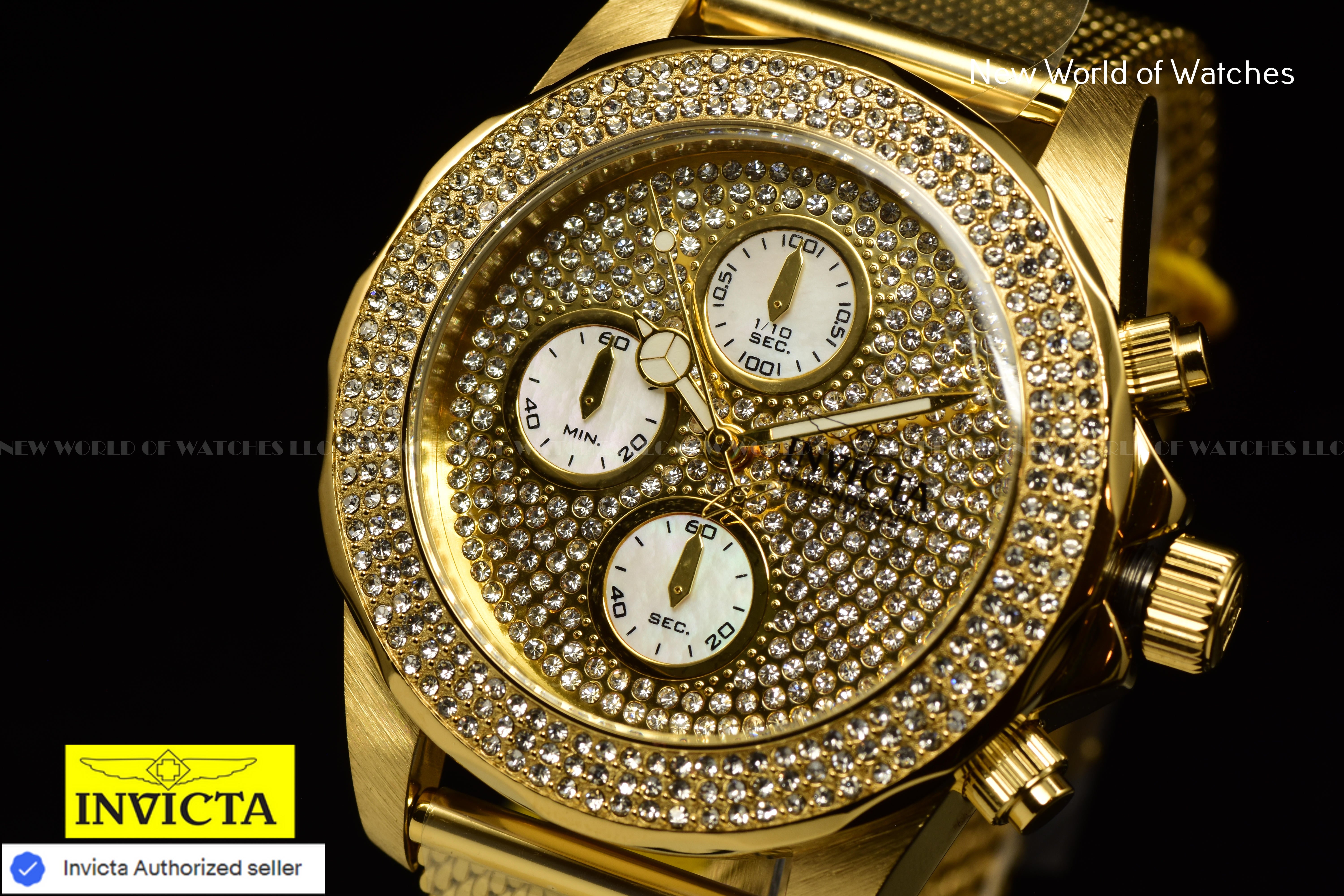 Invicta Lady Pro Diver 40mm Gold White Quartz Japan Stainless Steel Watch