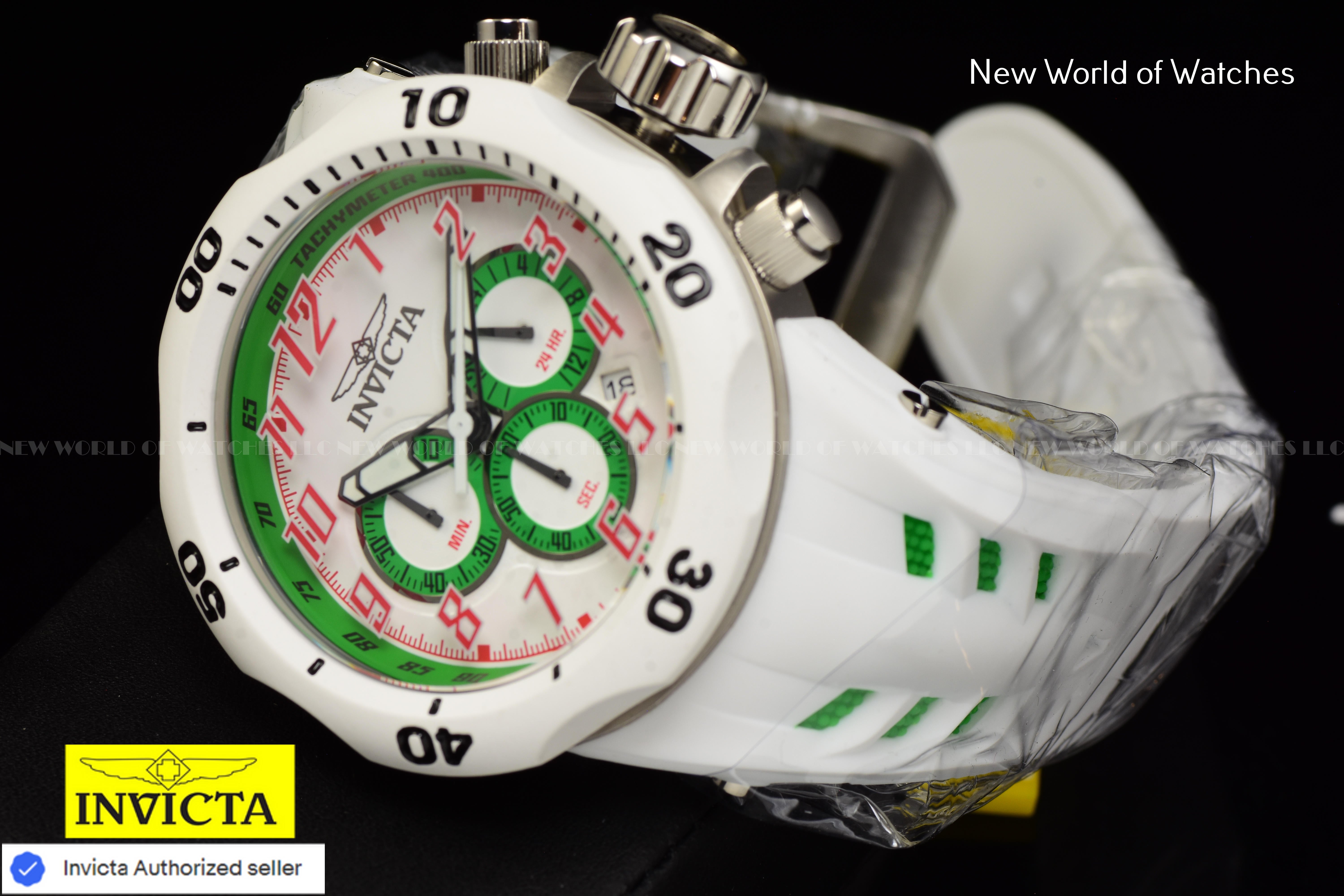 Invicta Men Venom Hydra 52mm Green White Quartz Japan Silicone Watch