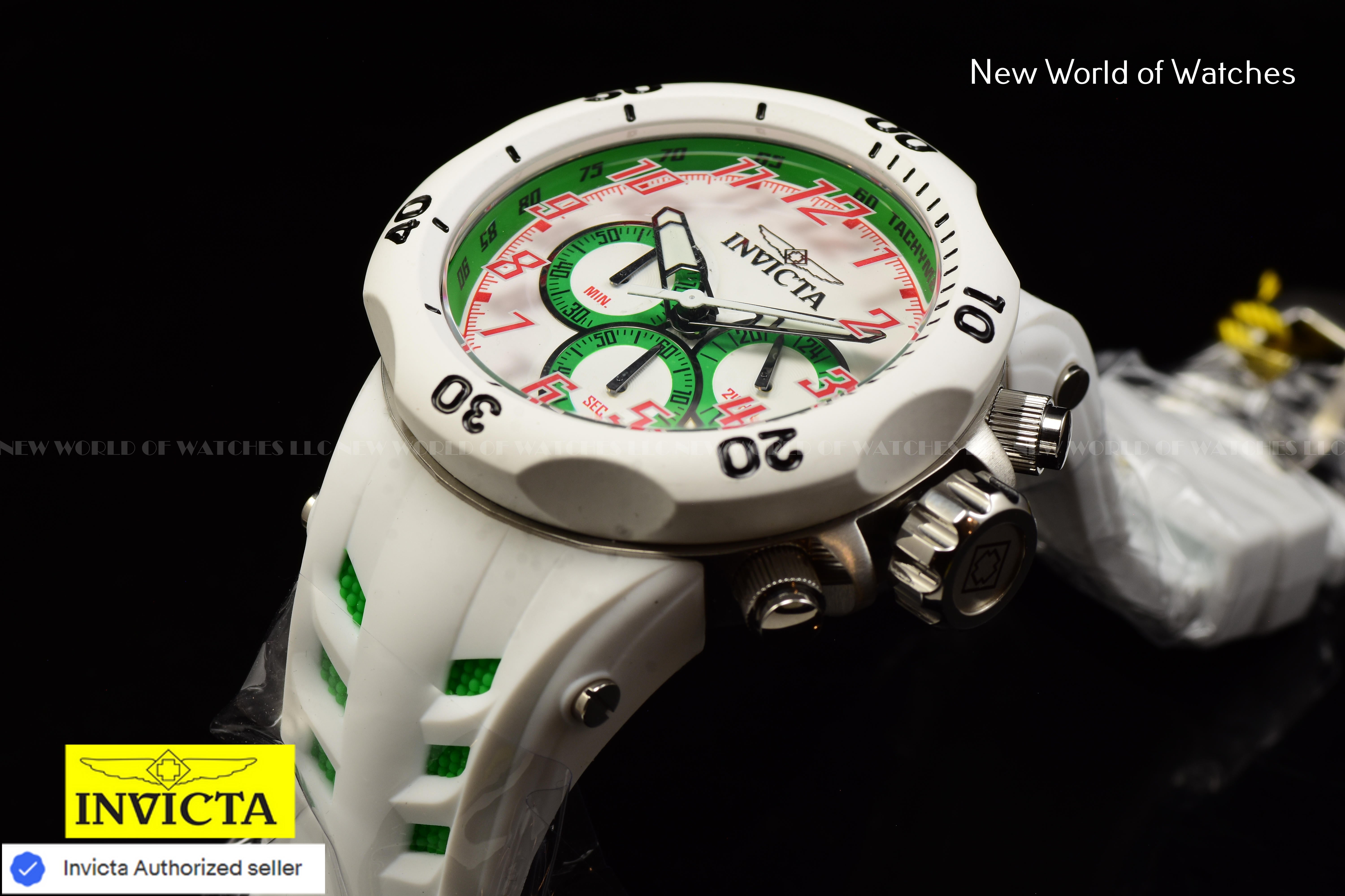 Invicta Men Venom Hydra 52mm Green White Quartz Japan Silicone Watch