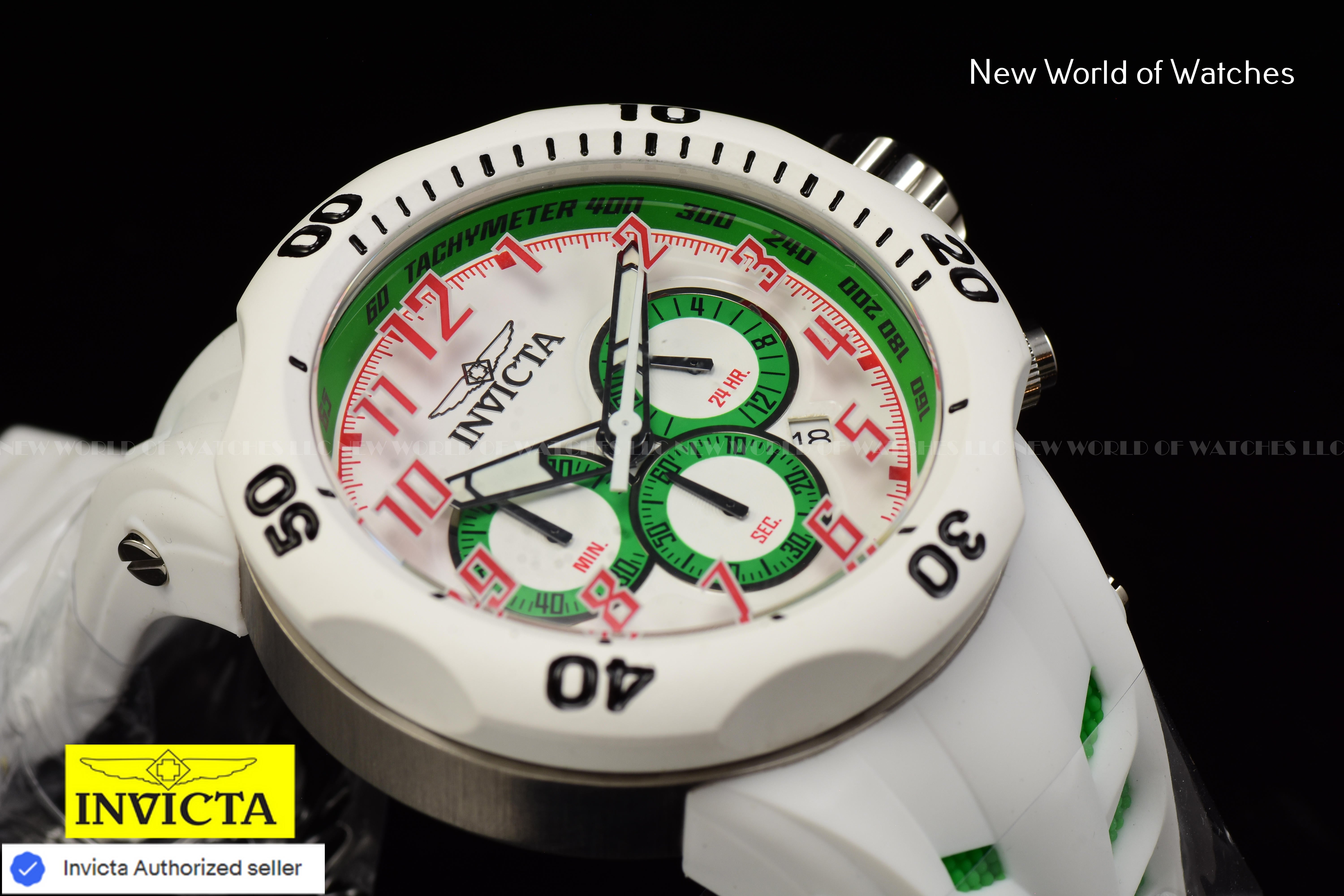 Invicta Men Venom Hydra 52mm Green White Quartz Japan Silicone Watch