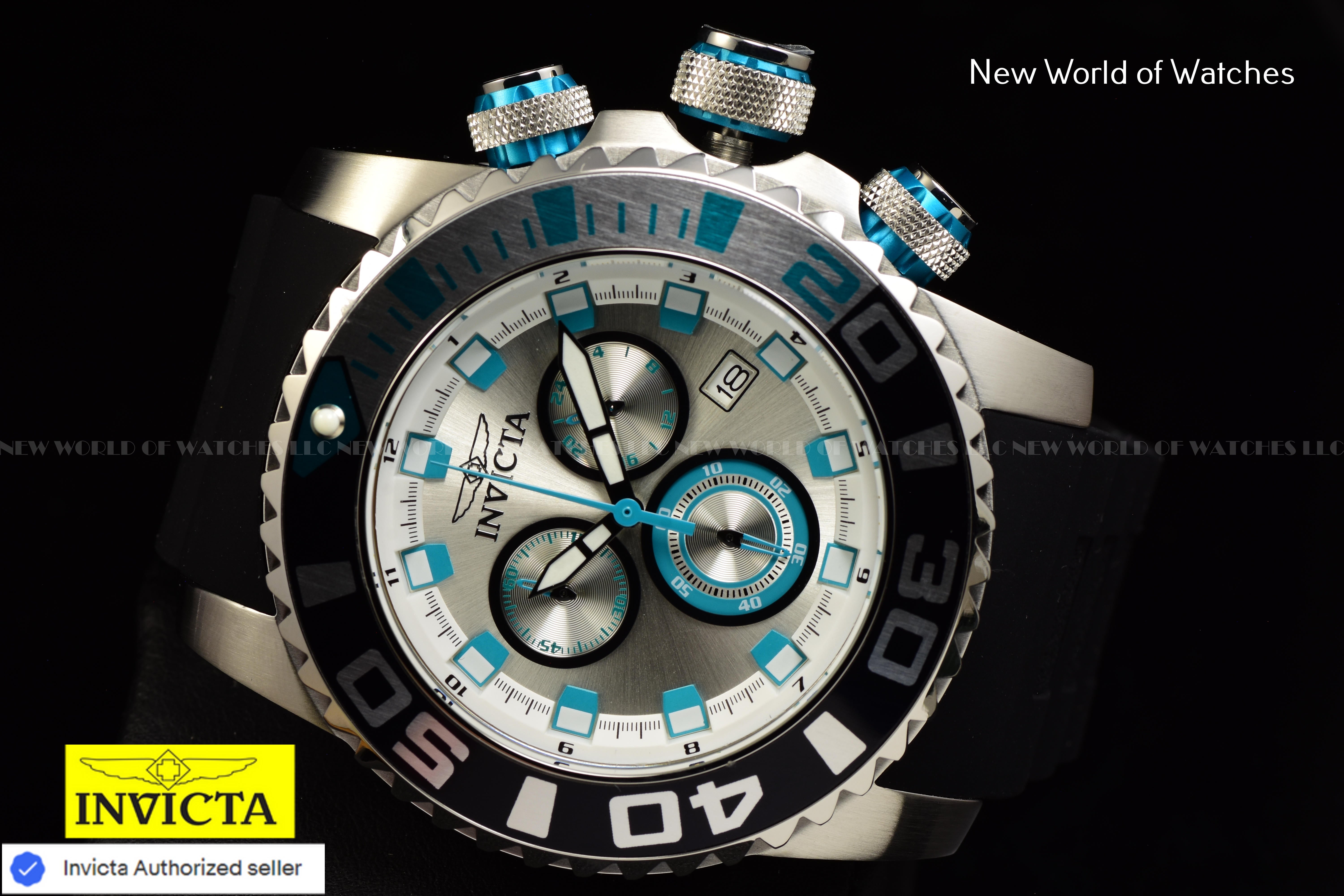 Invicta Men Sea Hunter 52mm Silver Quartz Japan Silicone Watch
