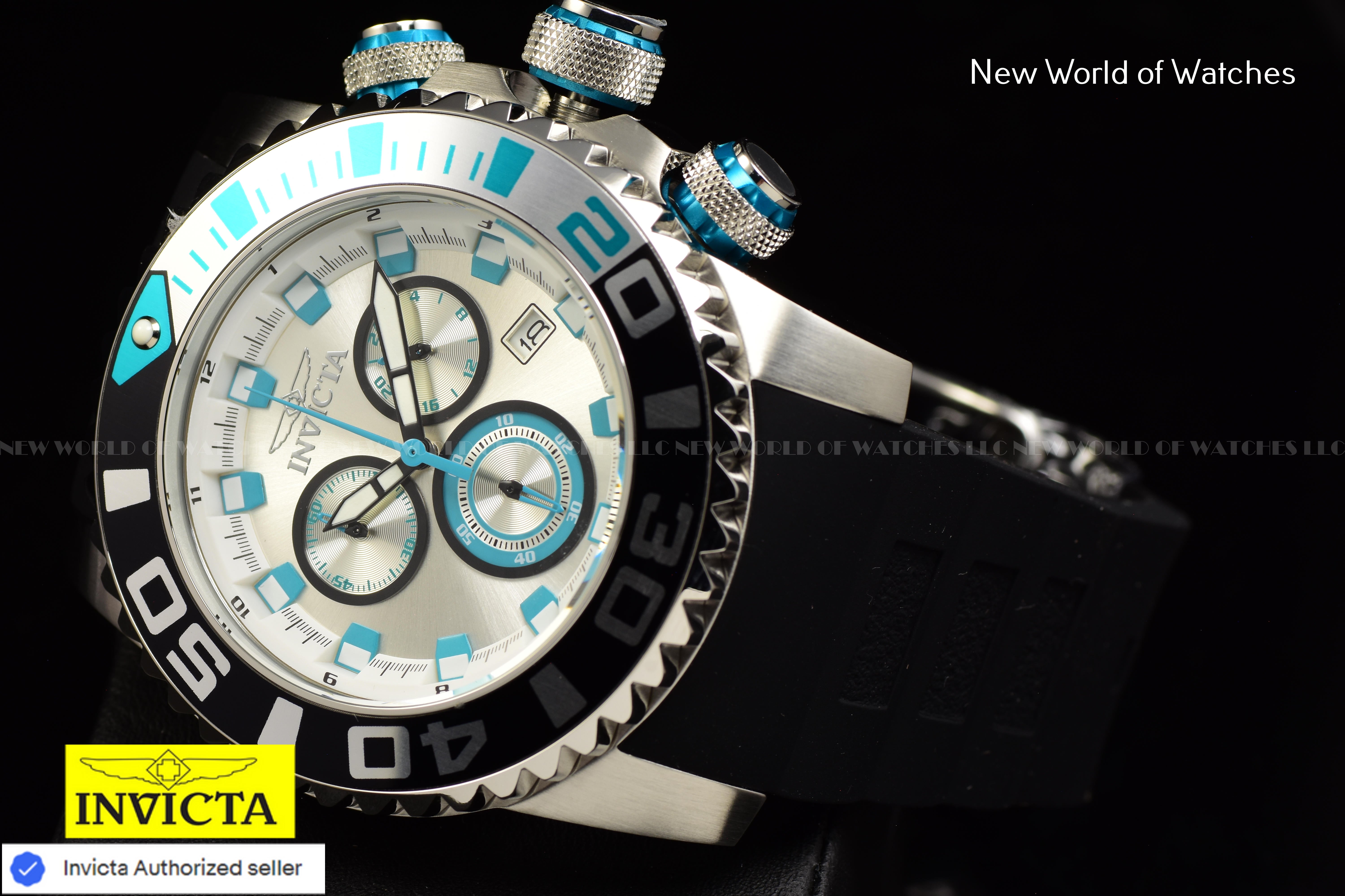 Invicta Men Sea Hunter 52mm Silver Quartz Japan Silicone Watch