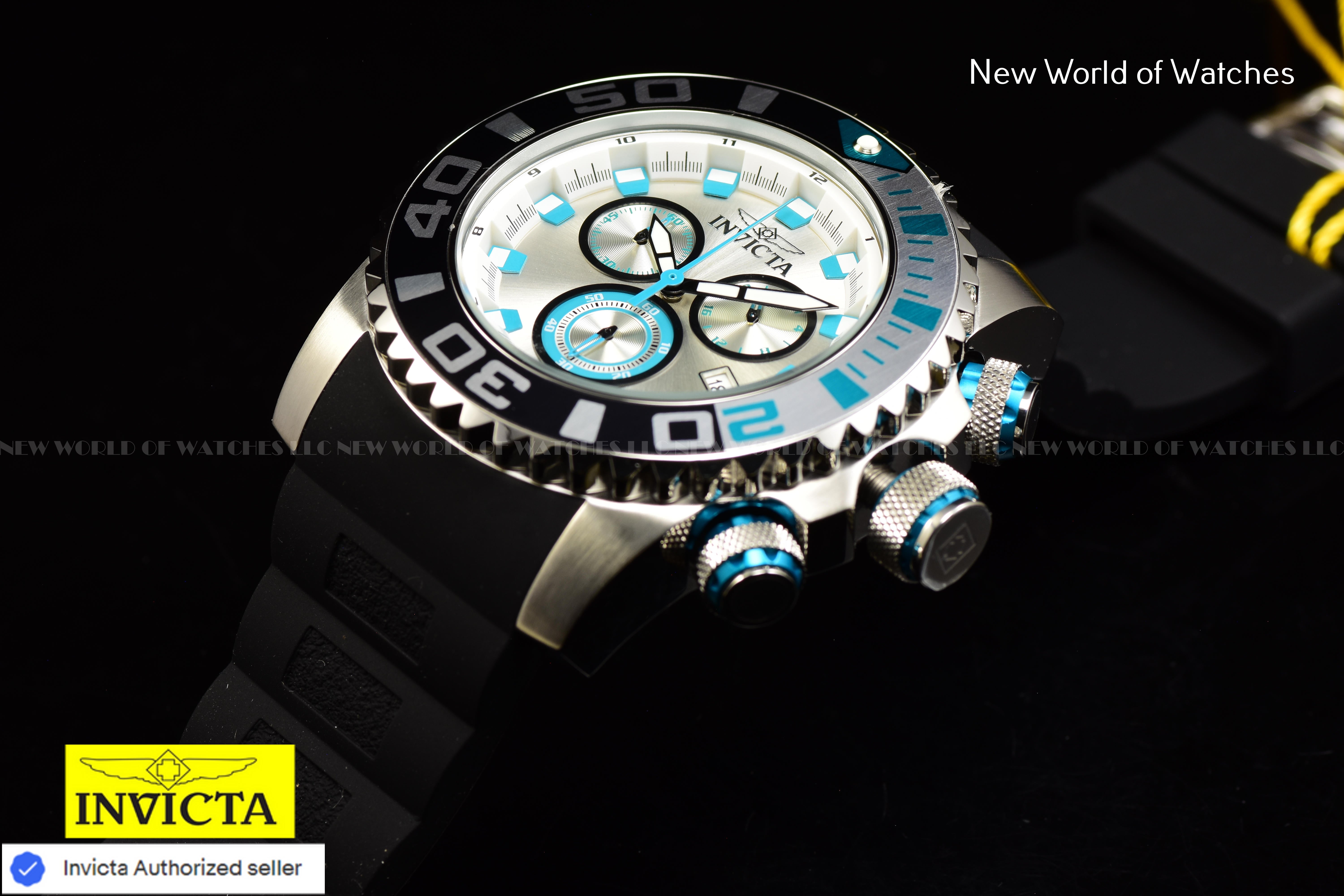 Invicta Men Sea Hunter 52mm Silver Quartz Japan Silicone Watch