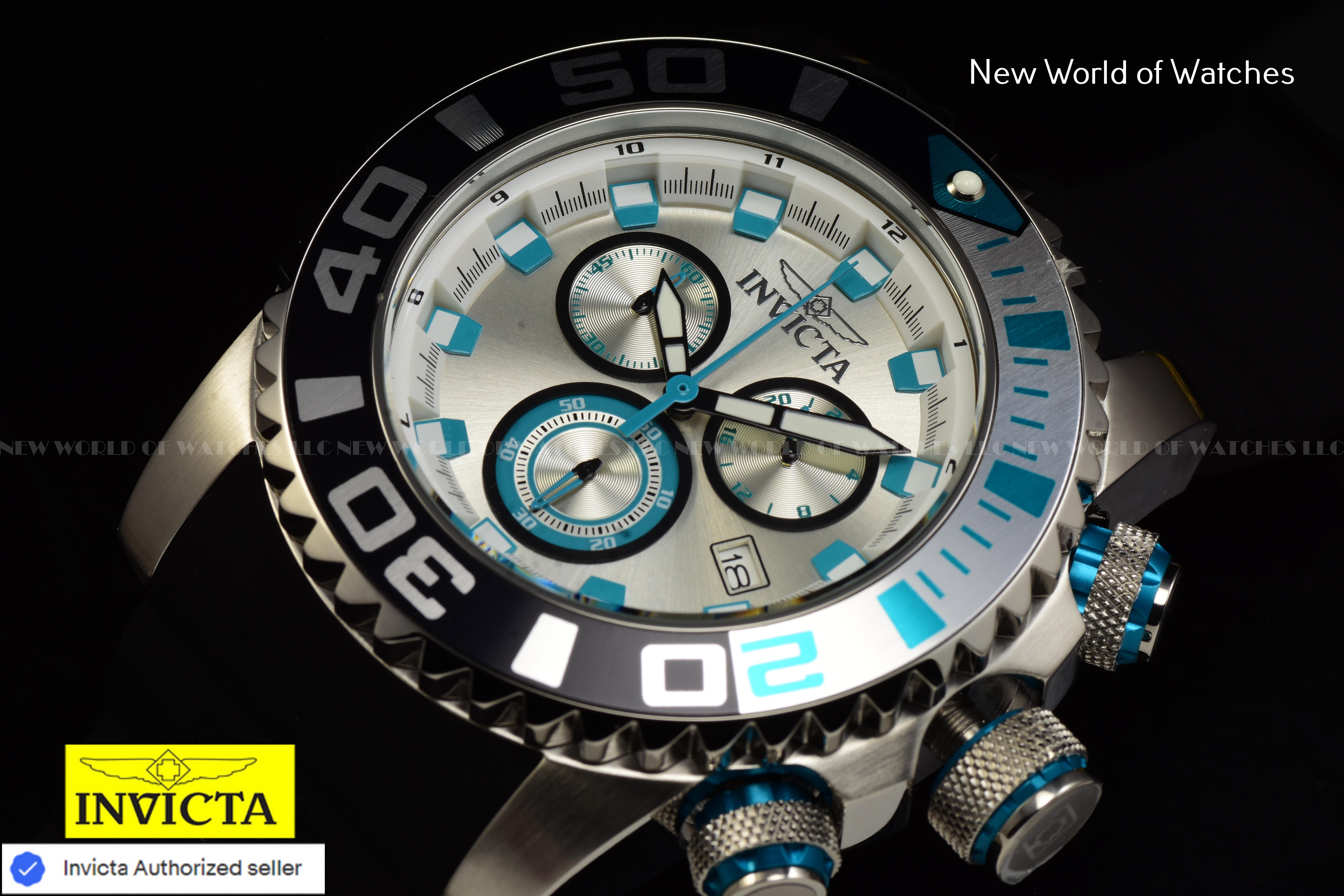 Invicta Men Sea Hunter 52mm Silver Quartz Japan Silicone Watch