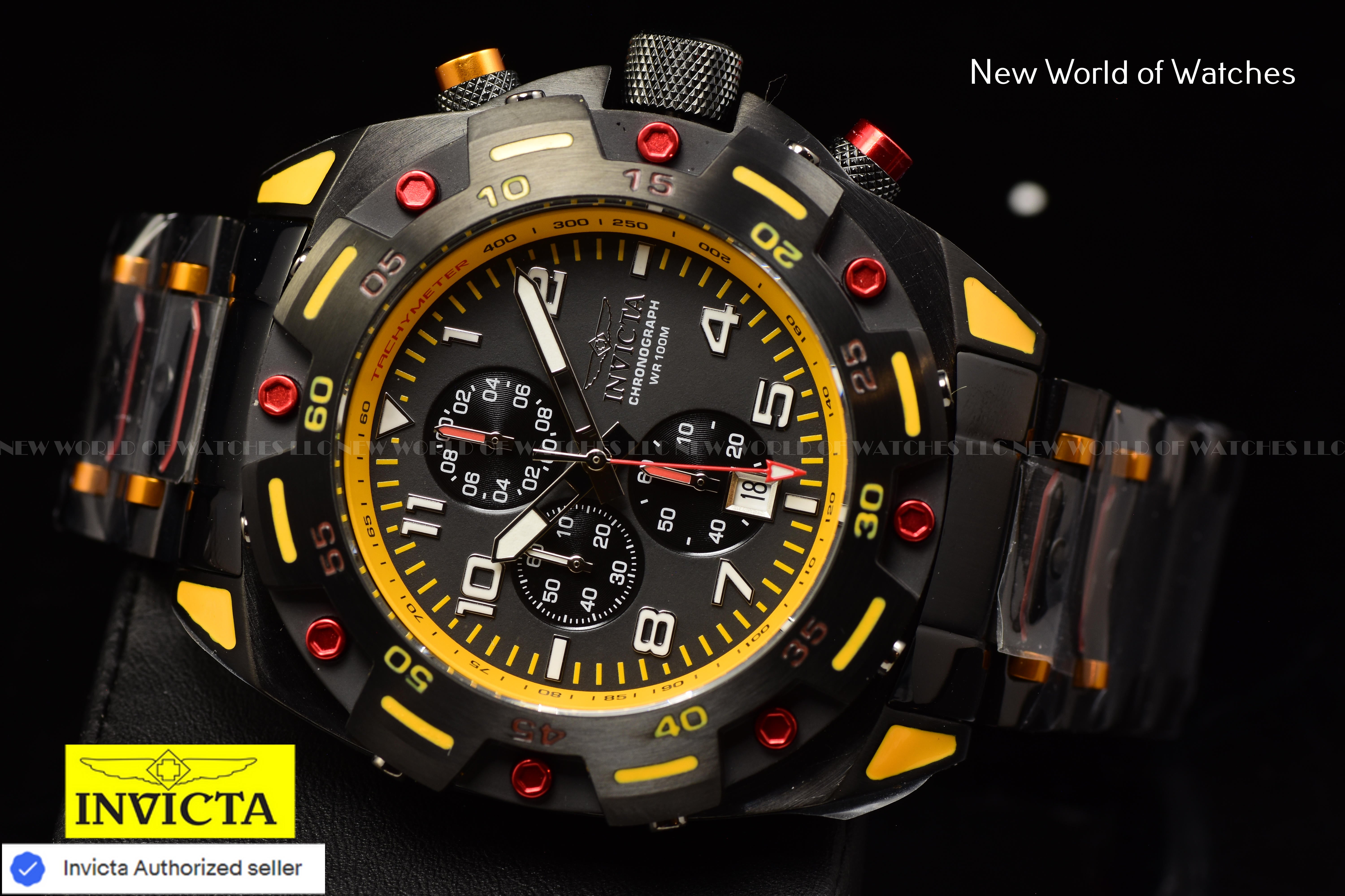 Invicta Men Sea Monster 50mm Orange White Black Quartz Japan Stainless Steel Watch