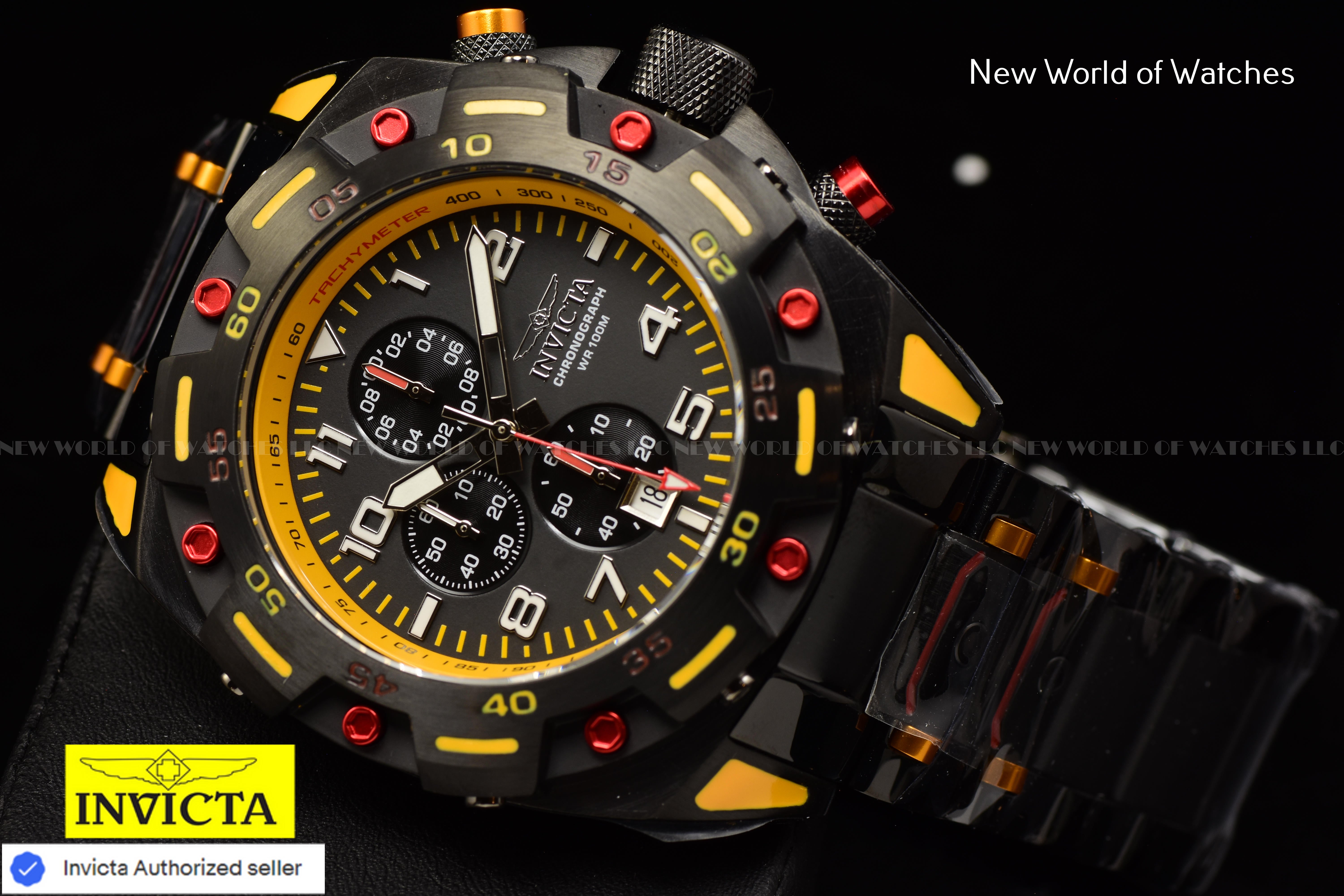 Invicta Men Sea Monster 50mm Orange White Black Quartz Japan Stainless Steel Watch