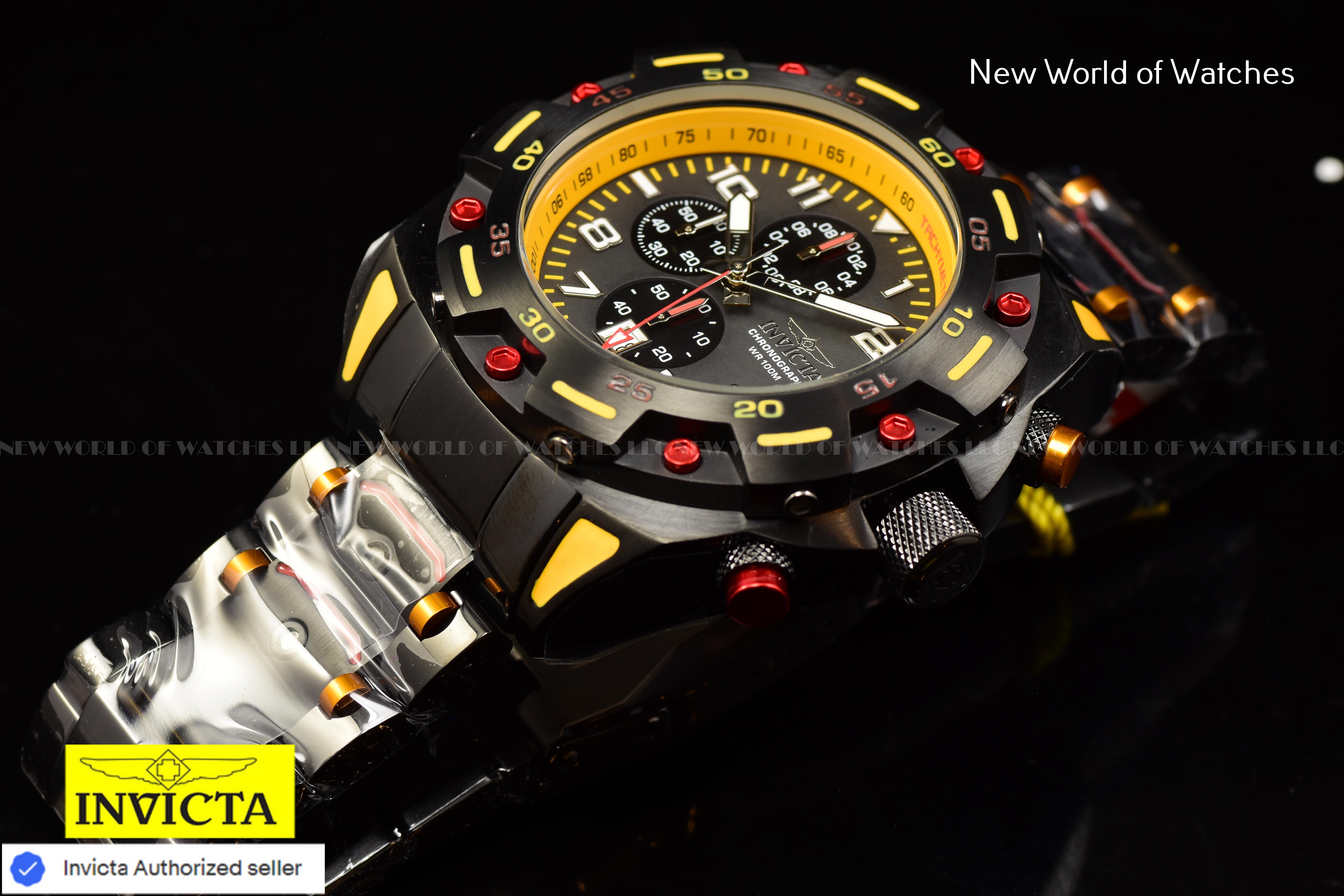 Invicta Men Sea Monster 50mm Orange White Black Quartz Japan Stainless Steel Watch