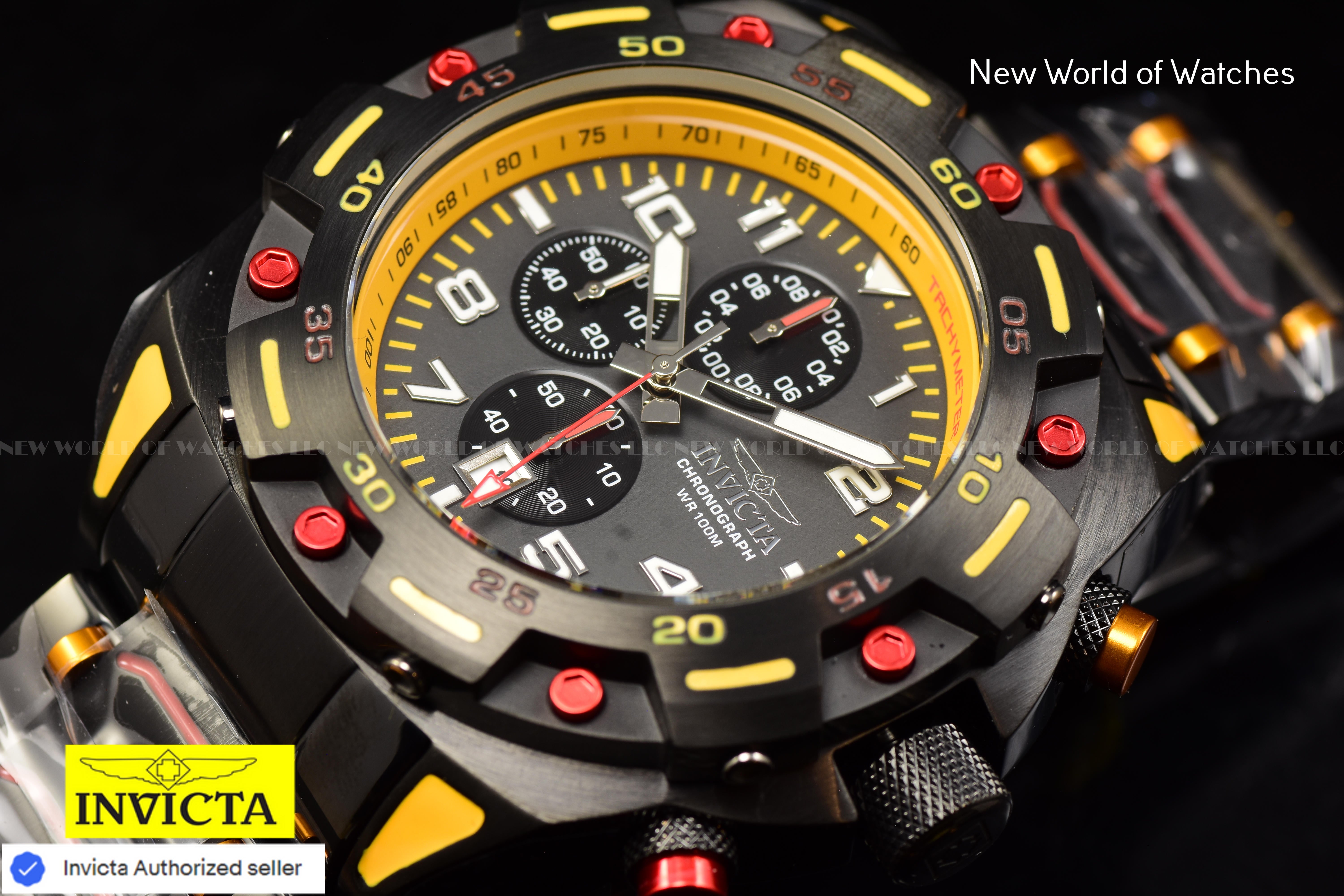 Invicta Men Sea Monster 50mm Orange White Black Quartz Japan Stainless Steel Watch