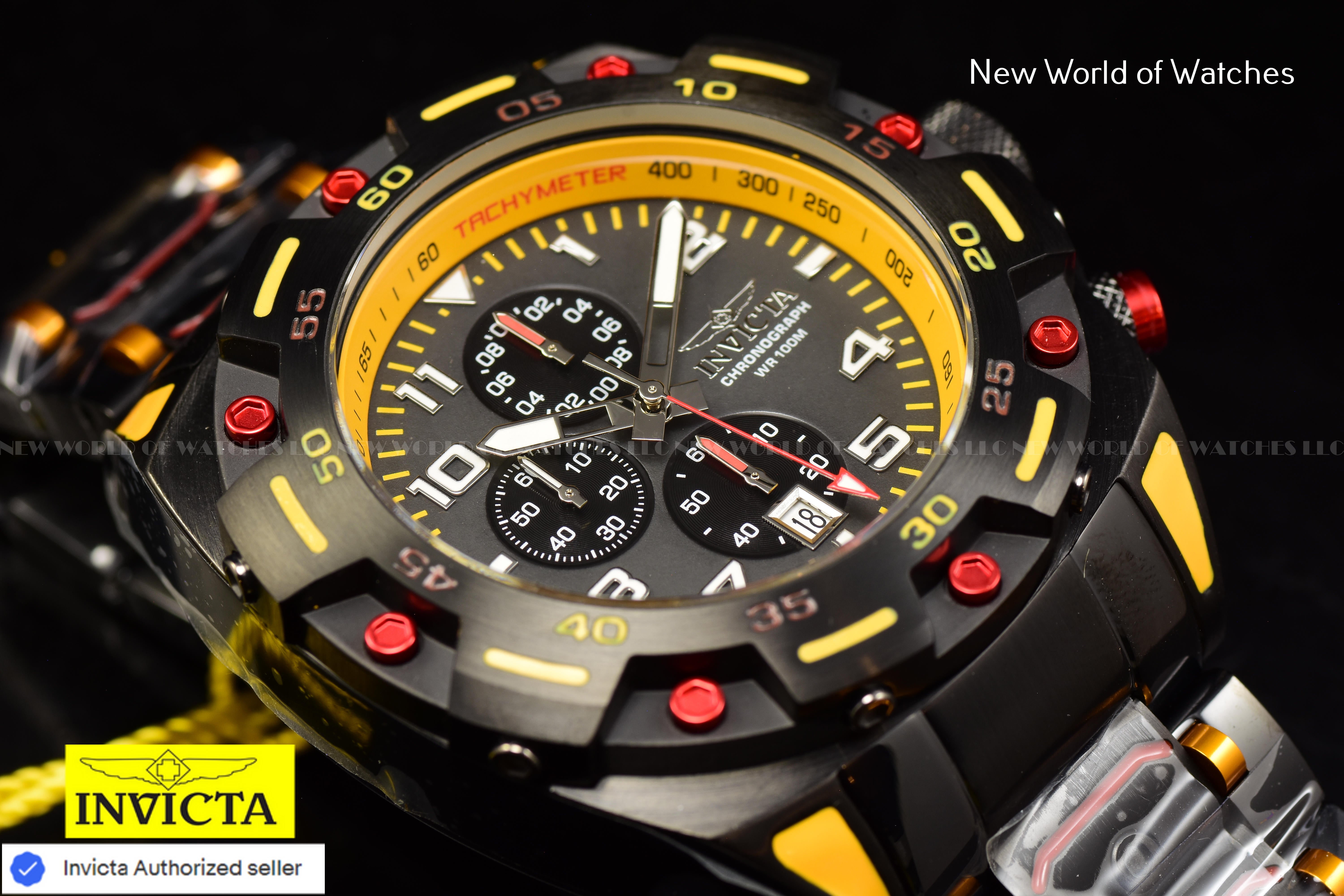 Invicta Men Sea Monster 50mm Orange White Black Quartz Japan Stainless Steel Watch