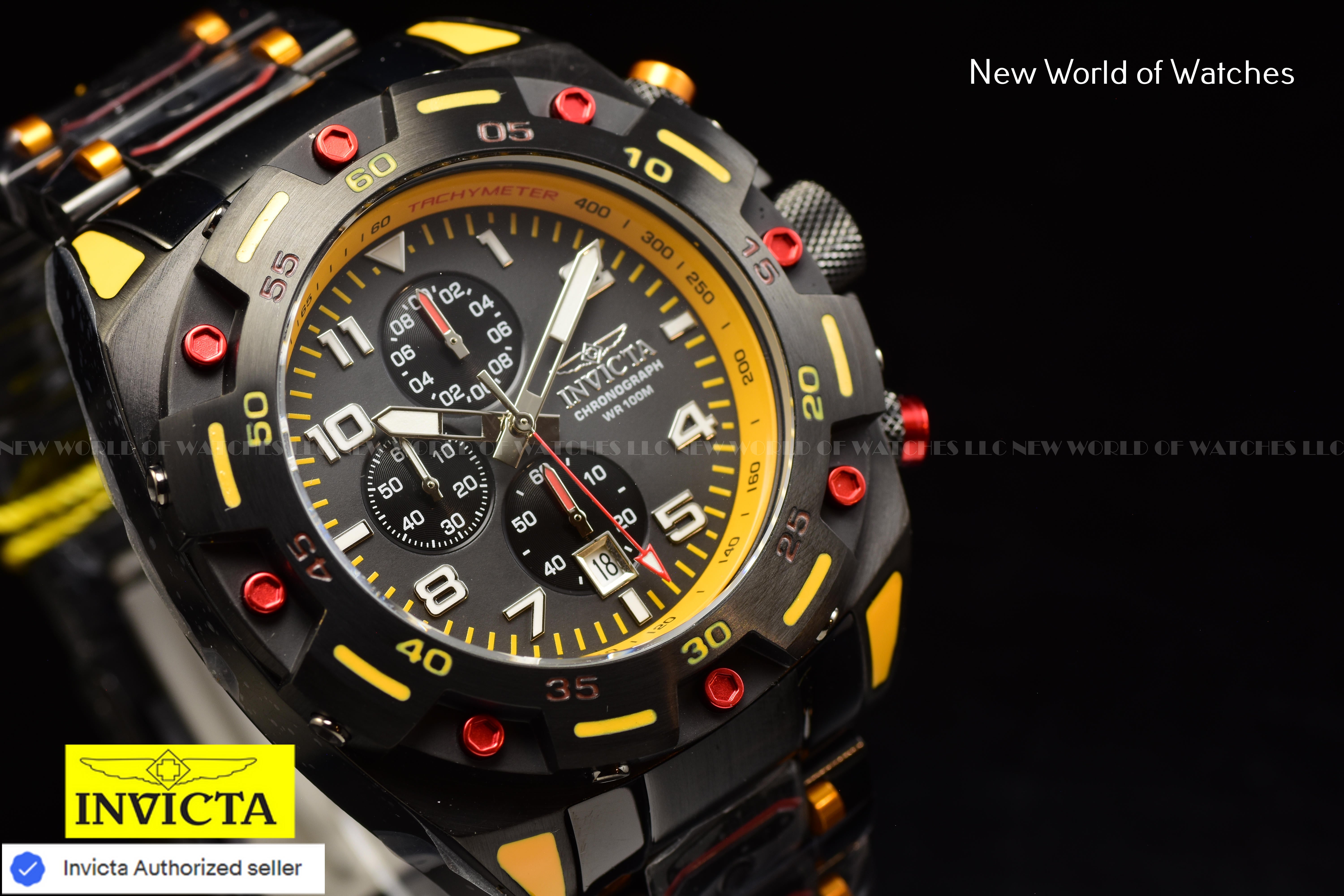 Invicta Men Sea Monster 50mm Orange White Black Quartz Japan Stainless Steel Watch