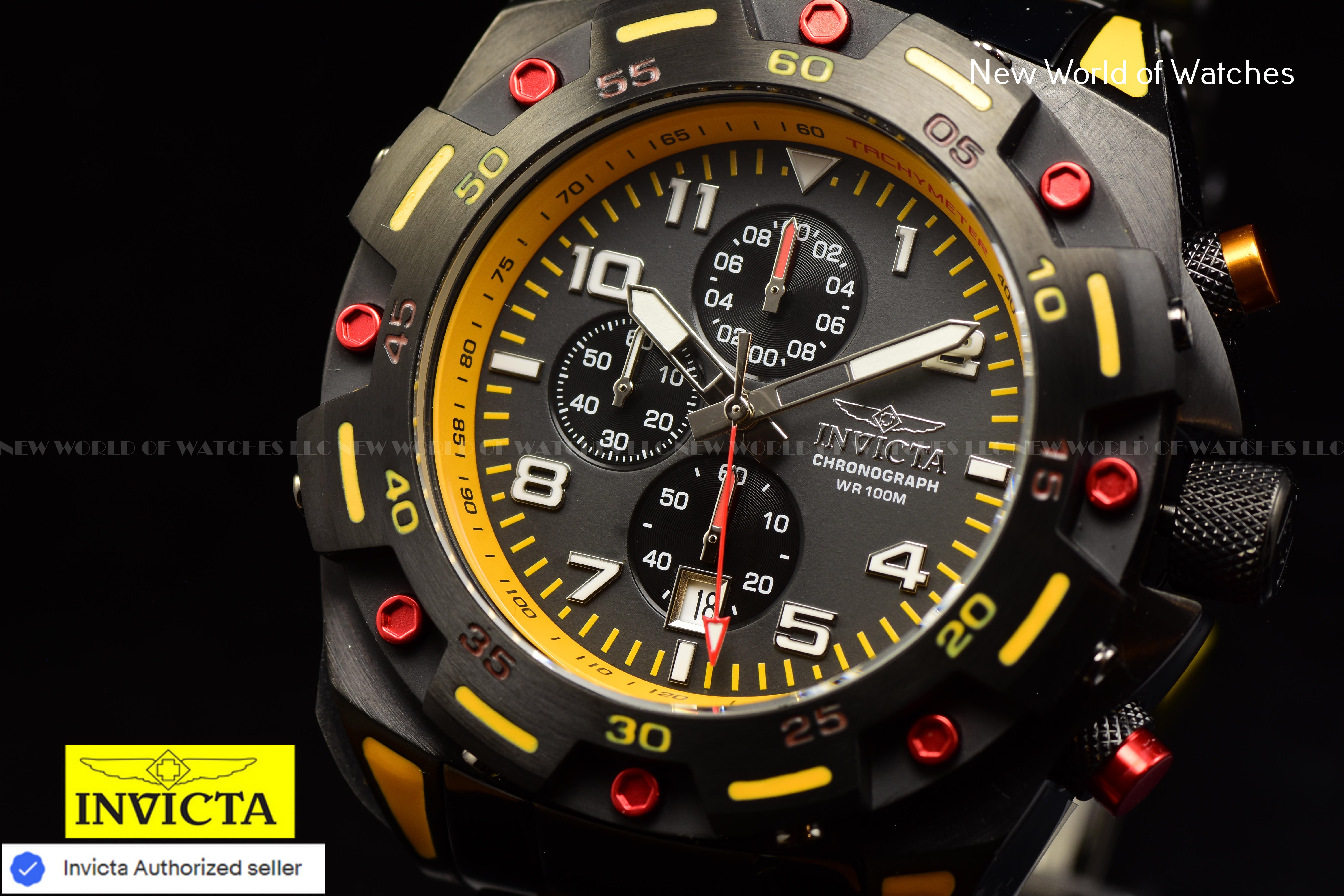 Invicta Men Sea Monster 50mm Orange White Black Quartz Japan Stainless Steel Watch