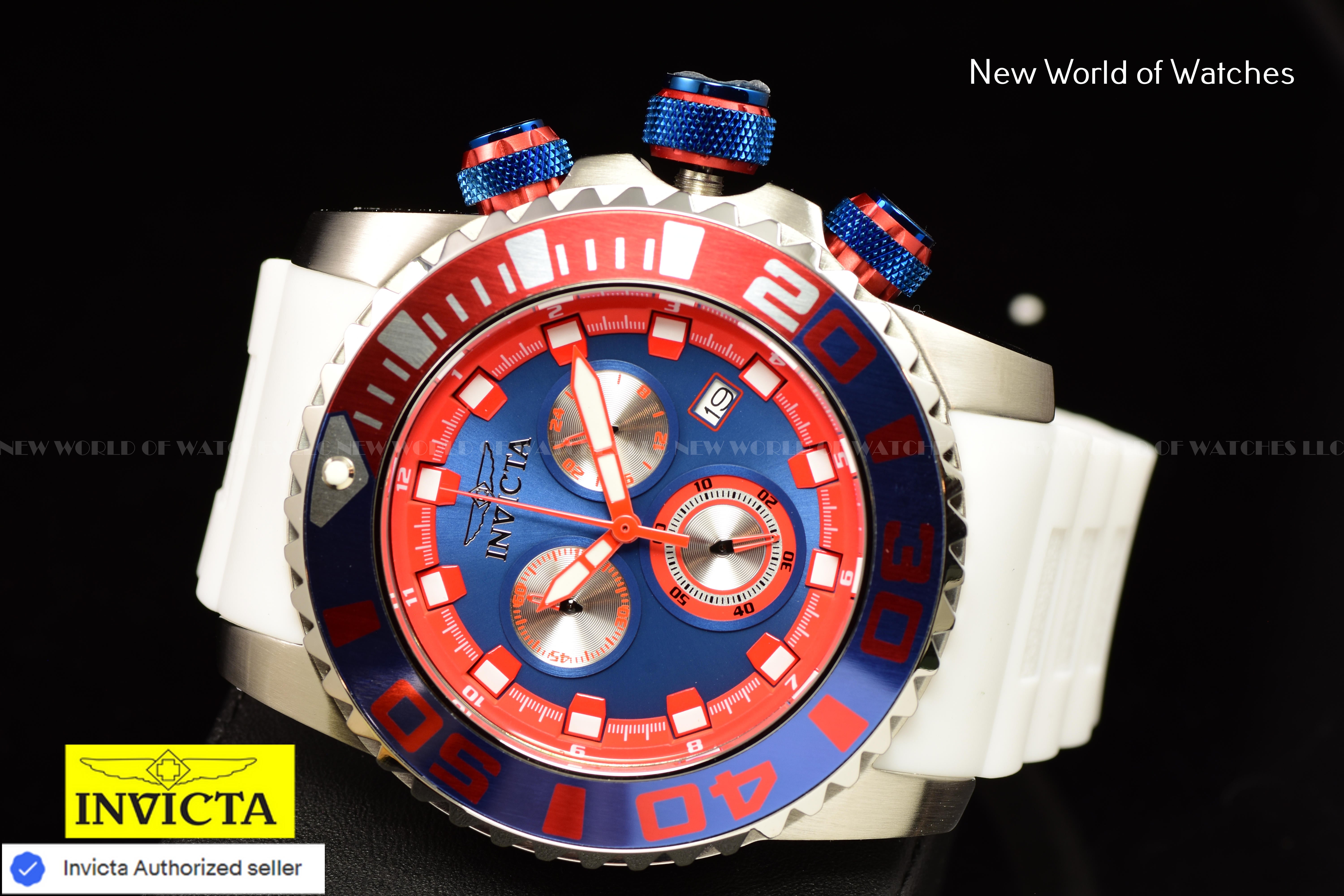 Invicta Men Sea Hunter 52mm Blue Quartz Japan Silicone New Watch