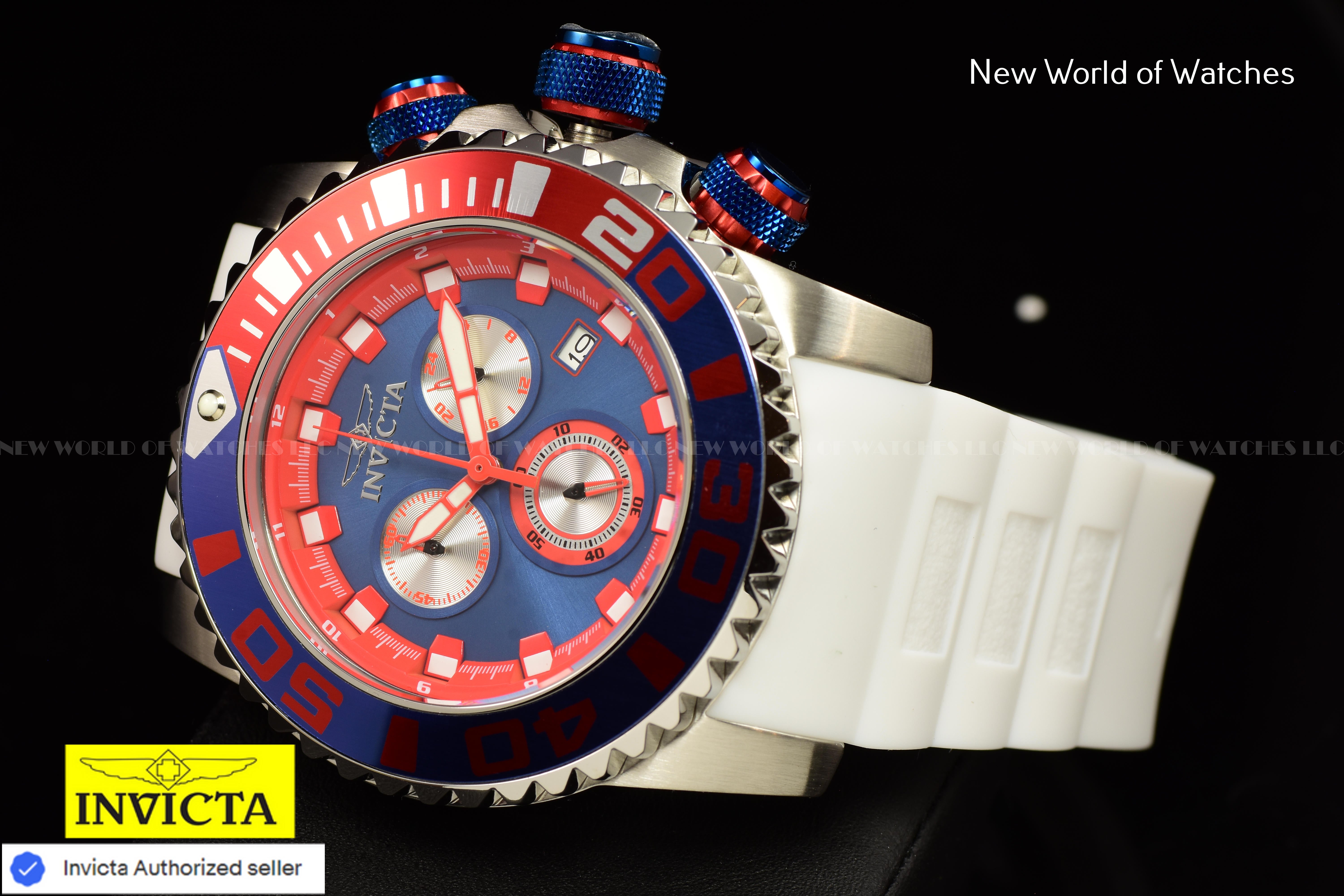 Invicta Men Sea Hunter 52mm Blue Quartz Japan Silicone New Watch