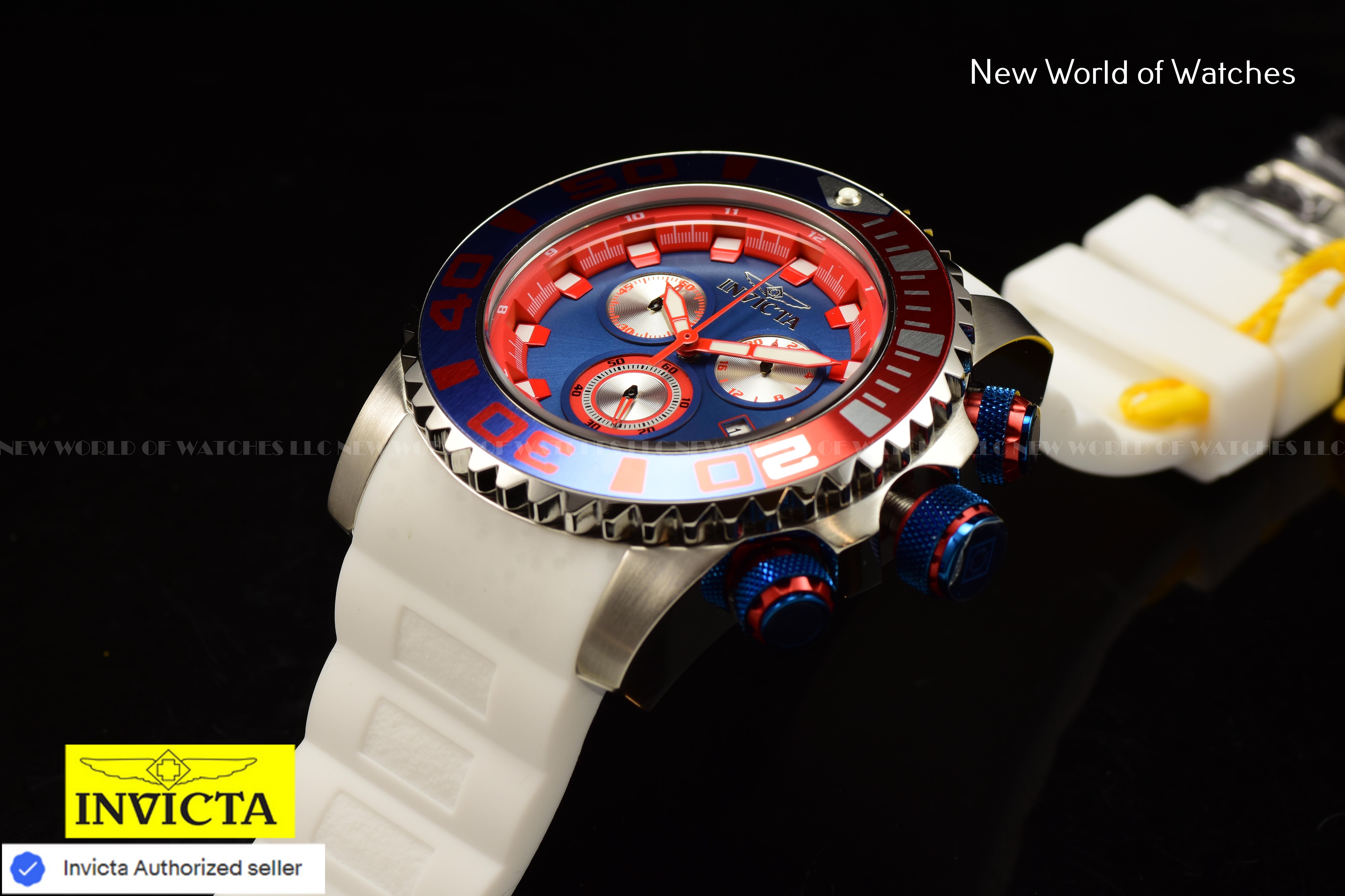 Invicta Men Sea Hunter 52mm Blue Quartz Japan Silicone New Watch