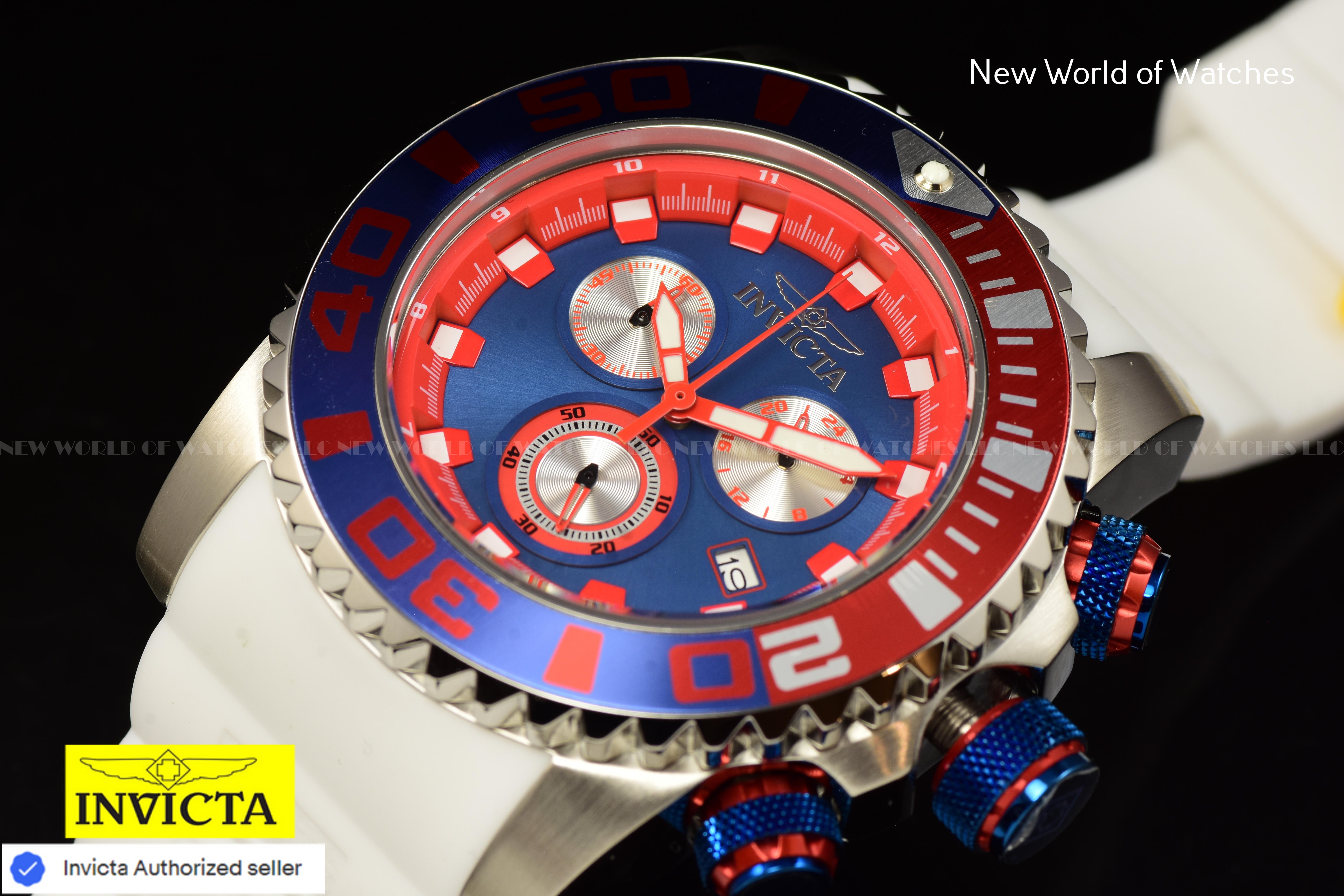 Invicta Men Sea Hunter 52mm Blue Quartz Japan Silicone New Watch