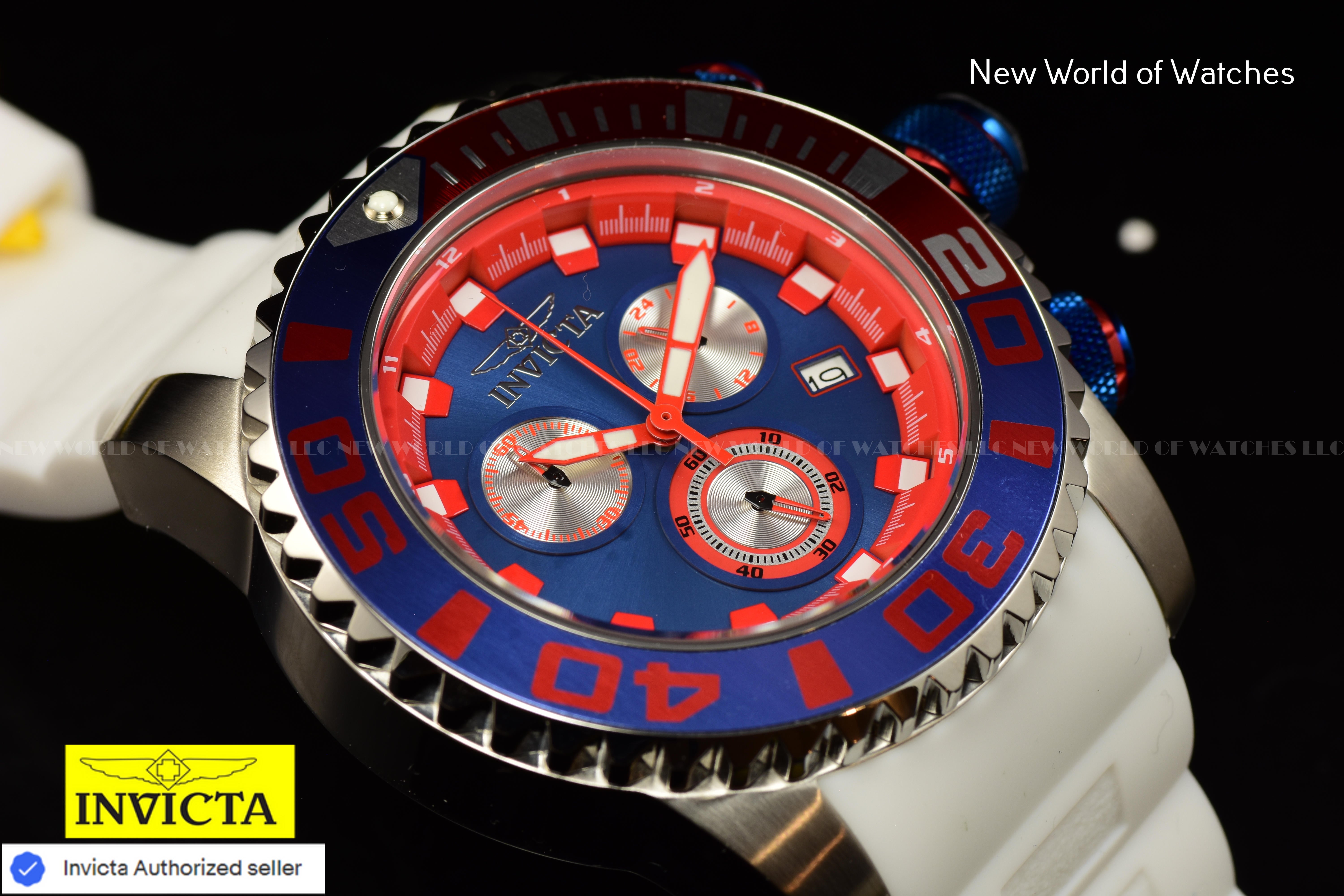 Invicta Men Sea Hunter 52mm Blue Quartz Japan Silicone New Watch