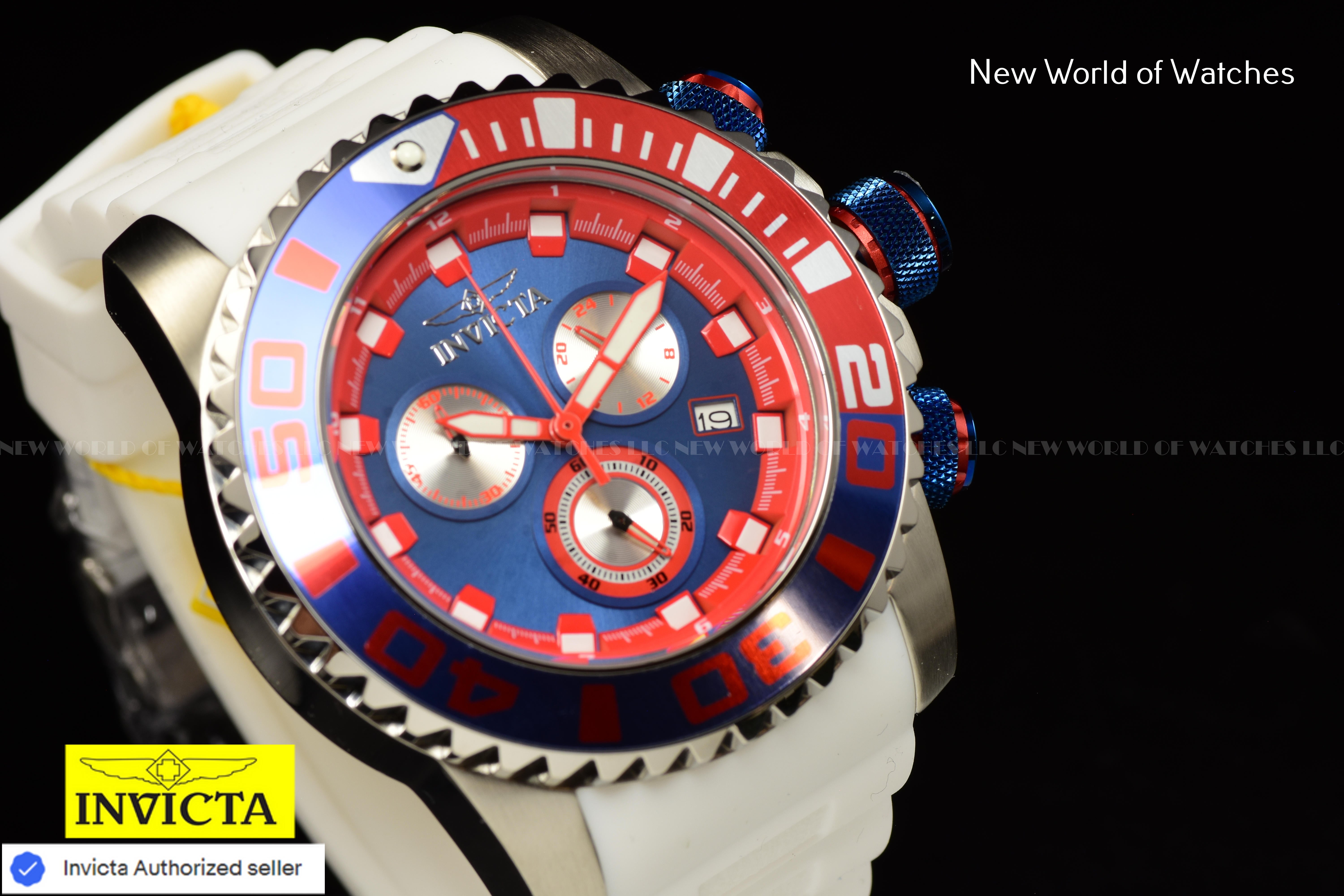 Invicta Men Sea Hunter 52mm Blue Quartz Japan Silicone New Watch