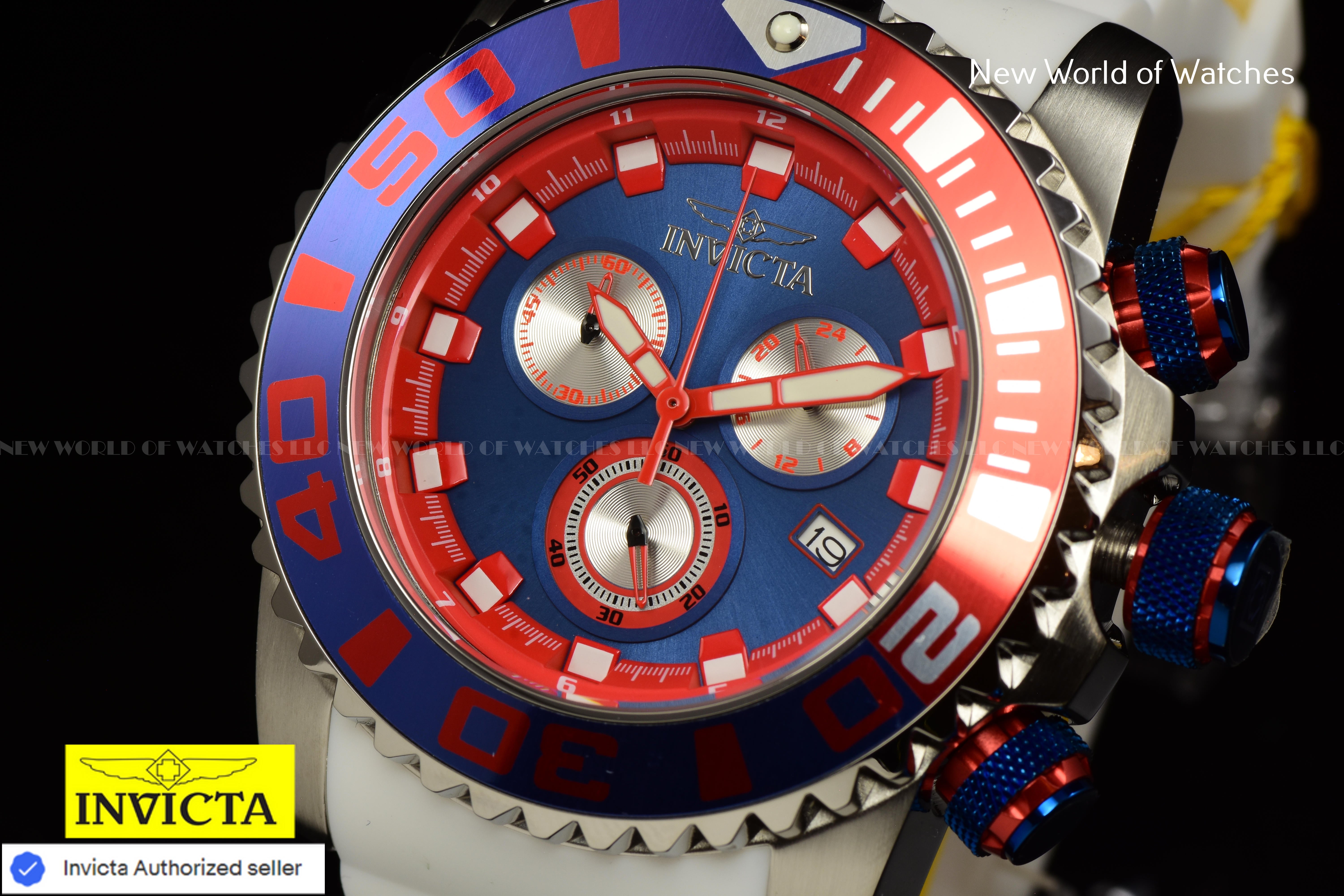 Invicta Men Sea Hunter 52mm Blue Quartz Japan Silicone New Watch