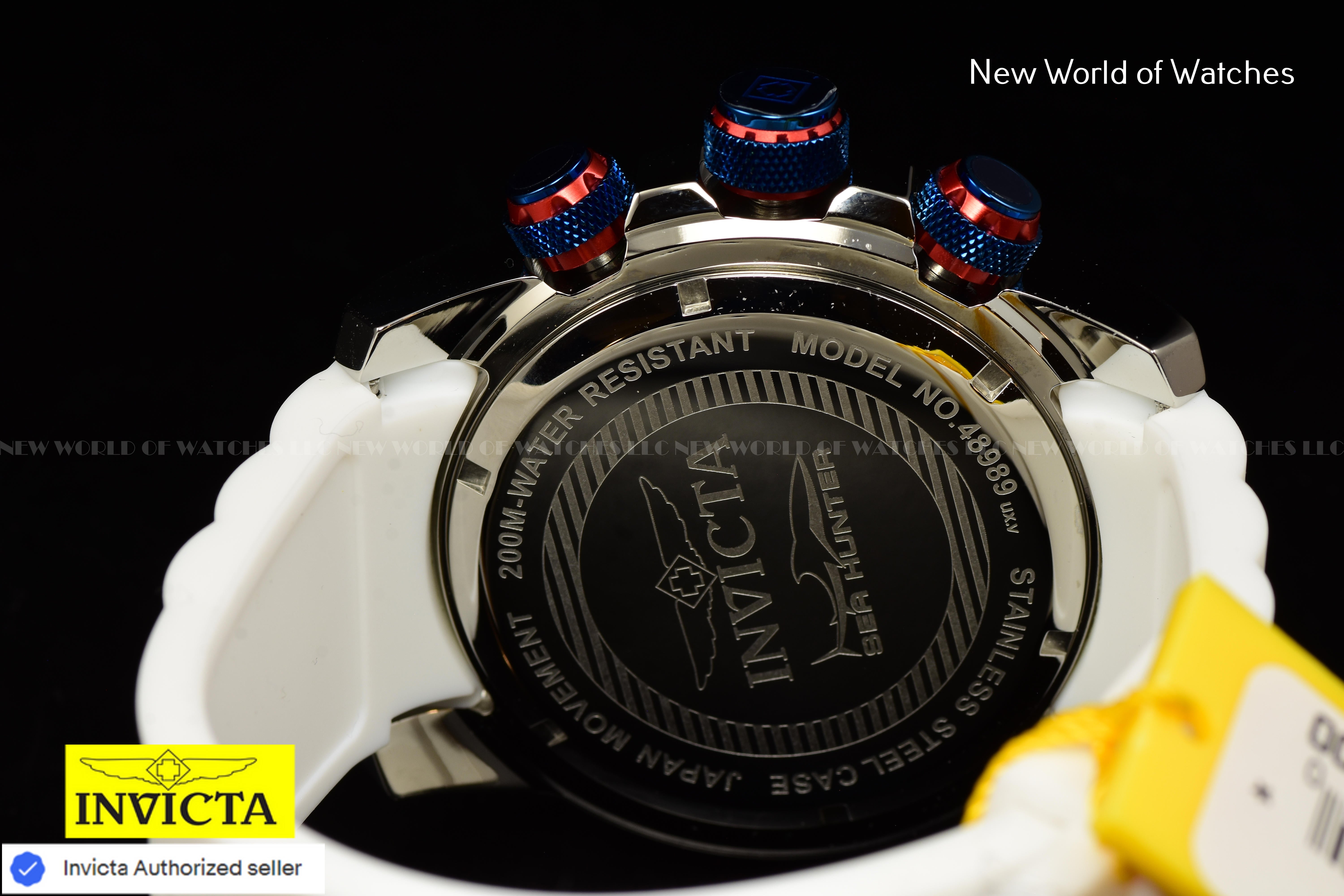 Invicta Men Sea Hunter 52mm Blue Quartz Japan Silicone New Watch