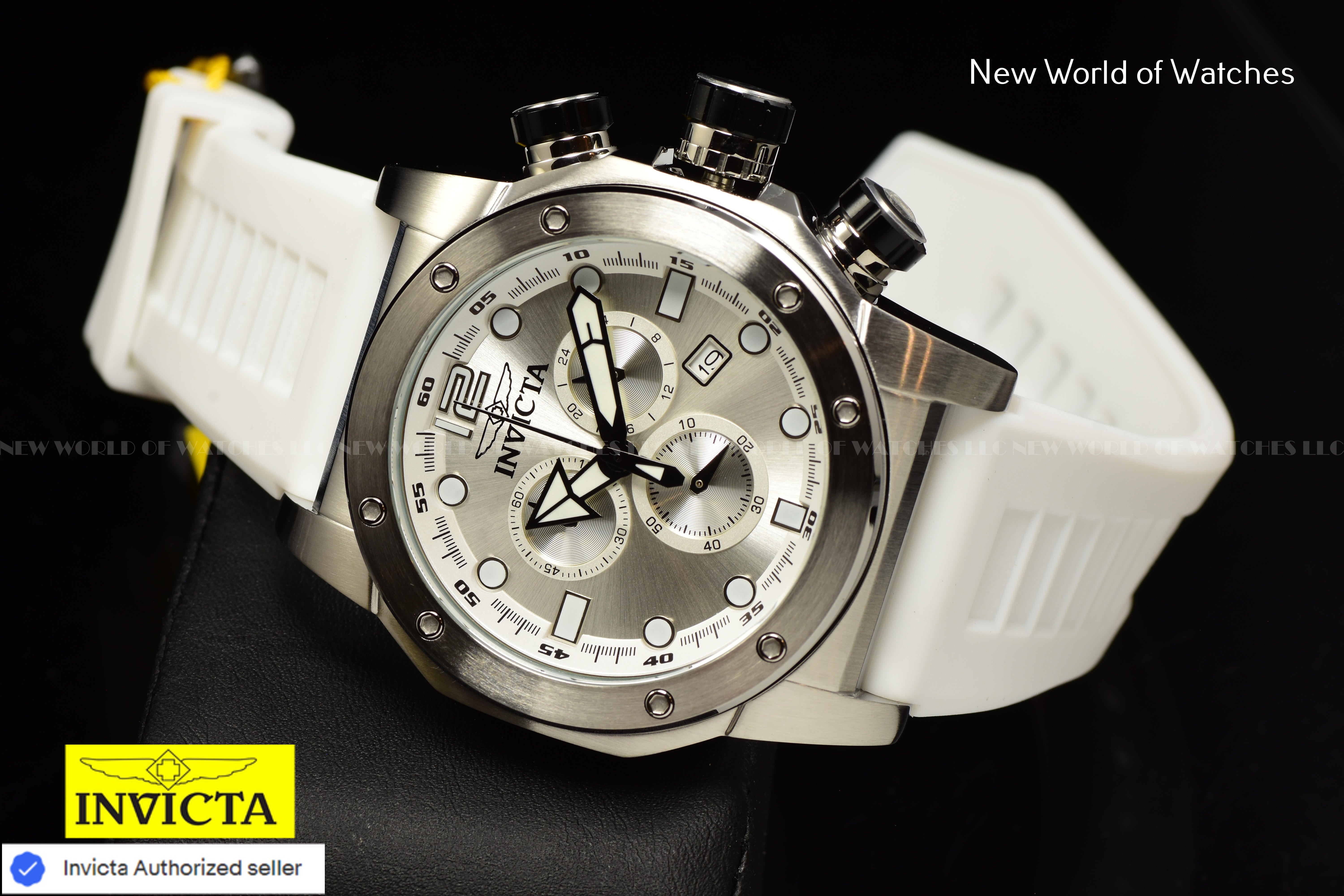 Invicta Men Sea Hunter 52mm Silver Quartz Japan Silicone New Watch