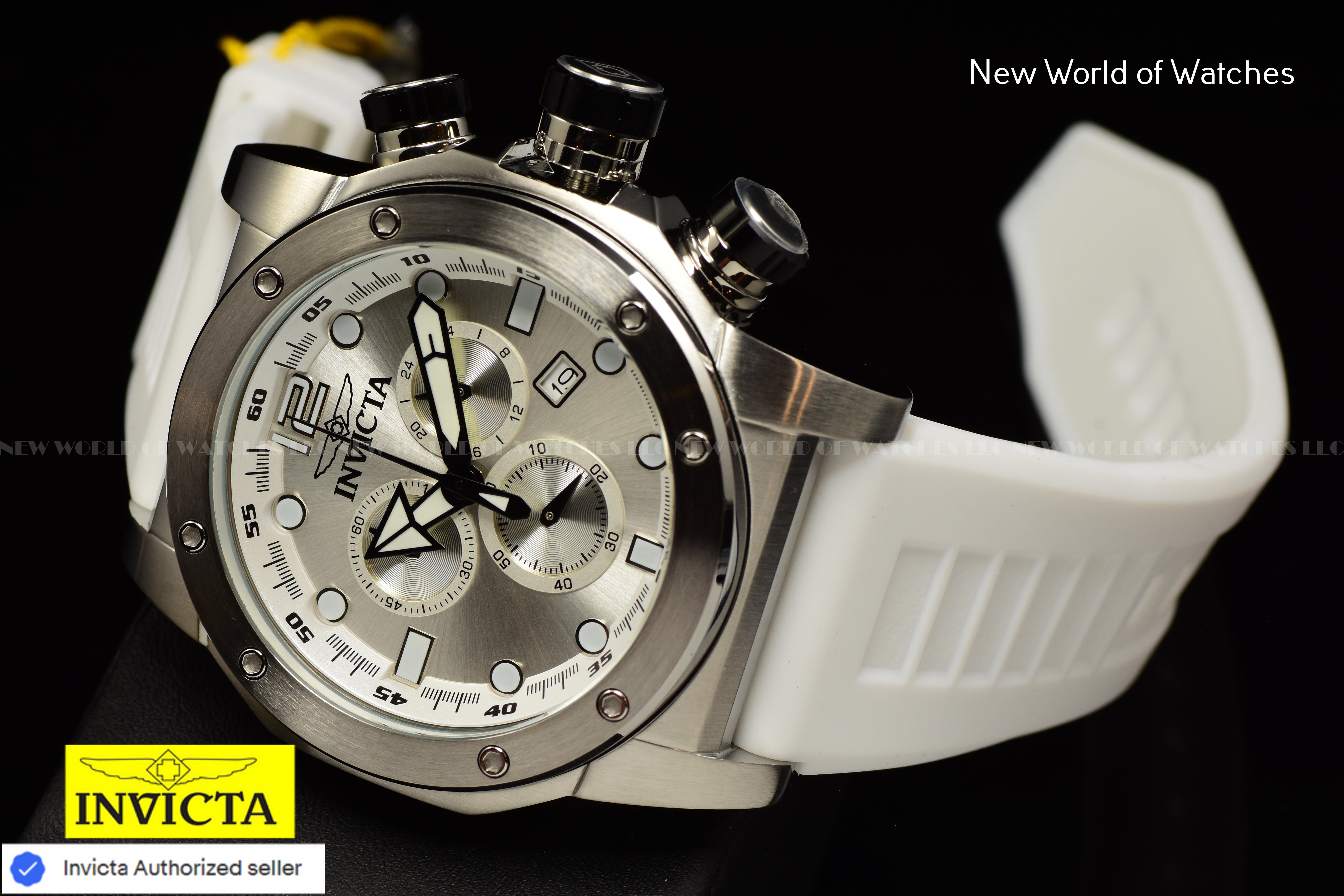 Invicta Men Sea Hunter 52mm Silver Quartz Japan Silicone New Watch