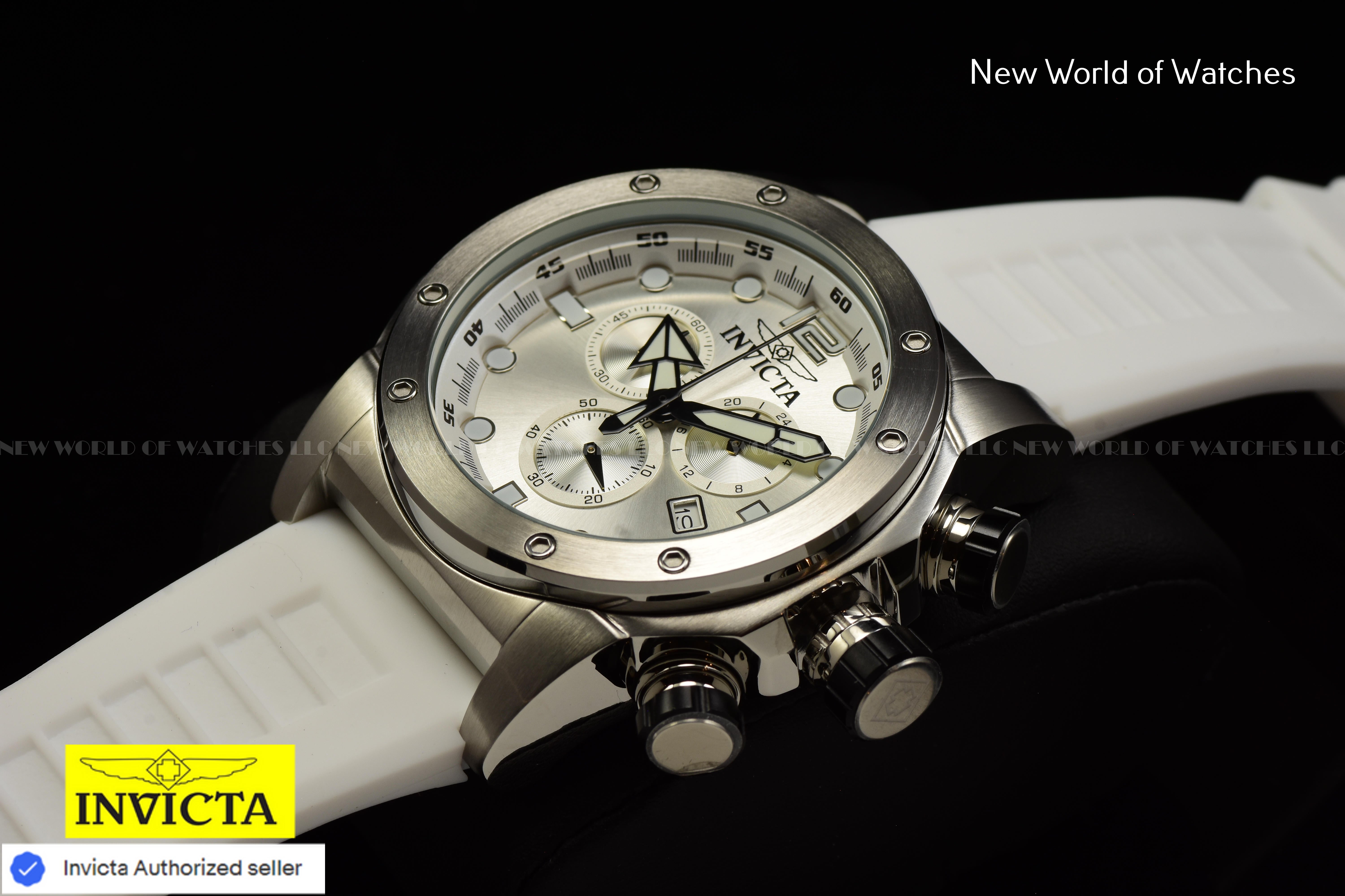 Invicta Men Sea Hunter 52mm Silver Quartz Japan Silicone New Watch
