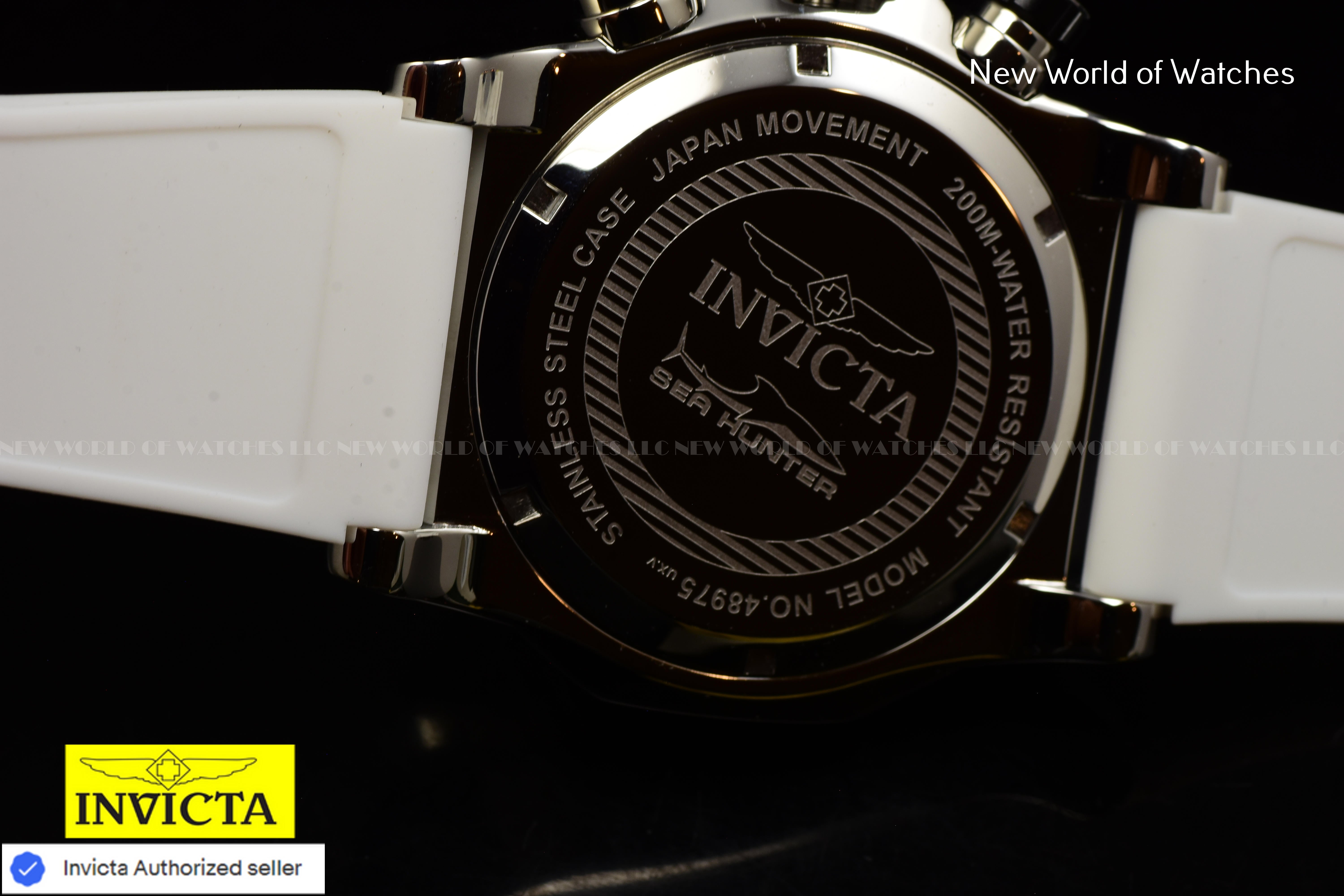 Invicta Men Sea Hunter 52mm Silver Quartz Japan Silicone New Watch