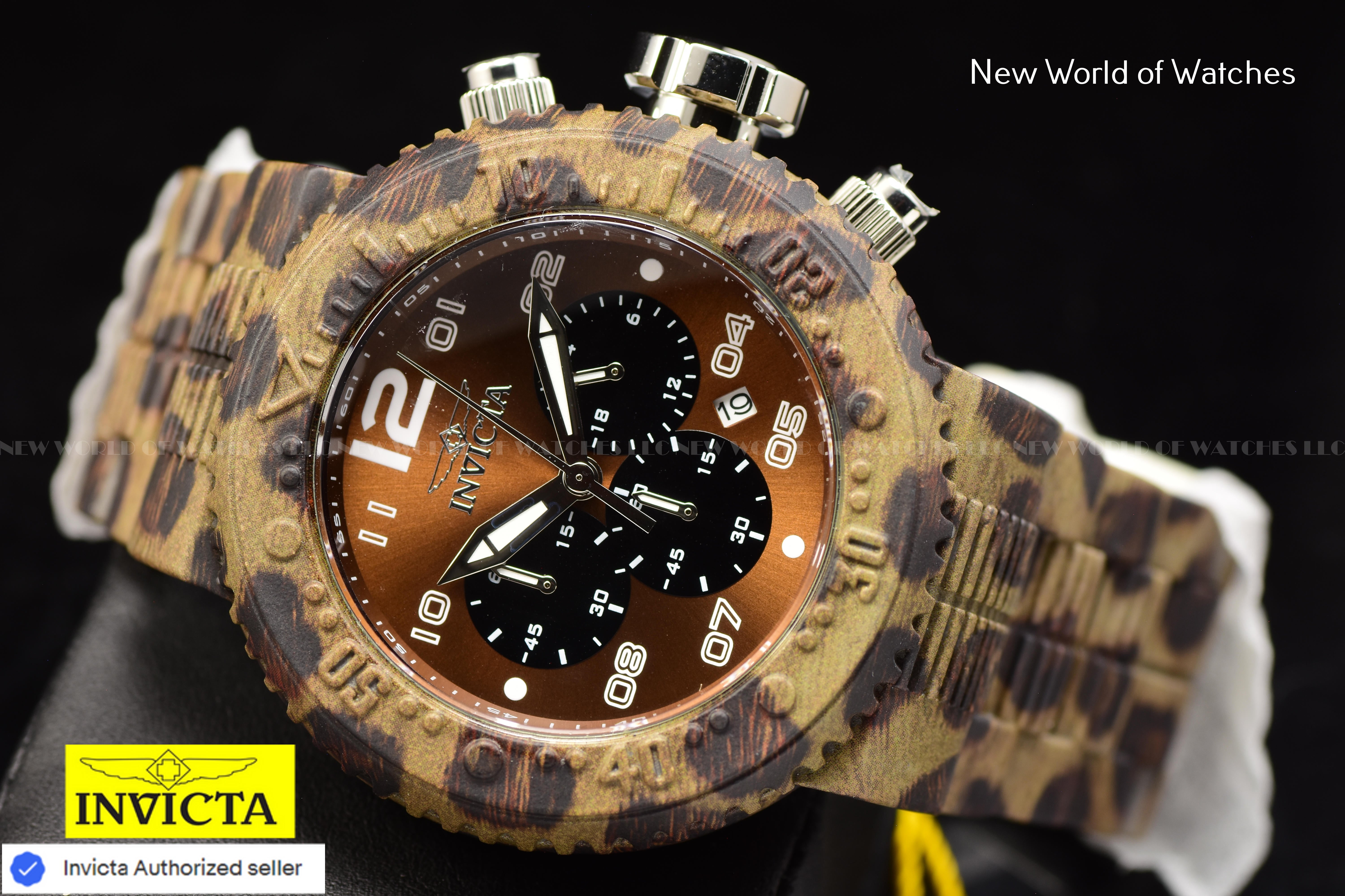 Invicta Men Pro Diver 52mm Brown Black Quartz Japan Stainless Steel Watch