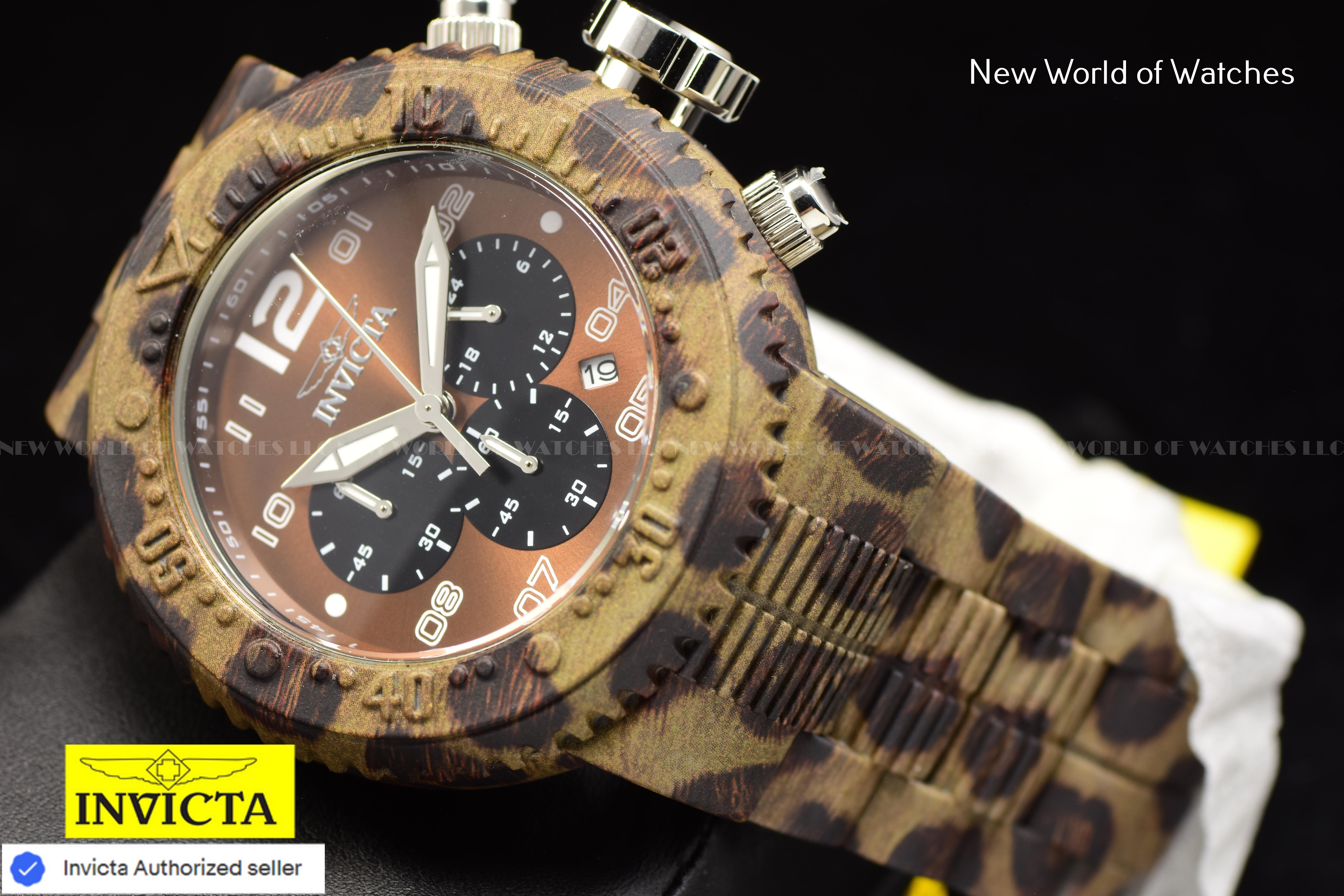 Invicta Men Pro Diver 52mm Brown Black Quartz Japan Stainless Steel Watch