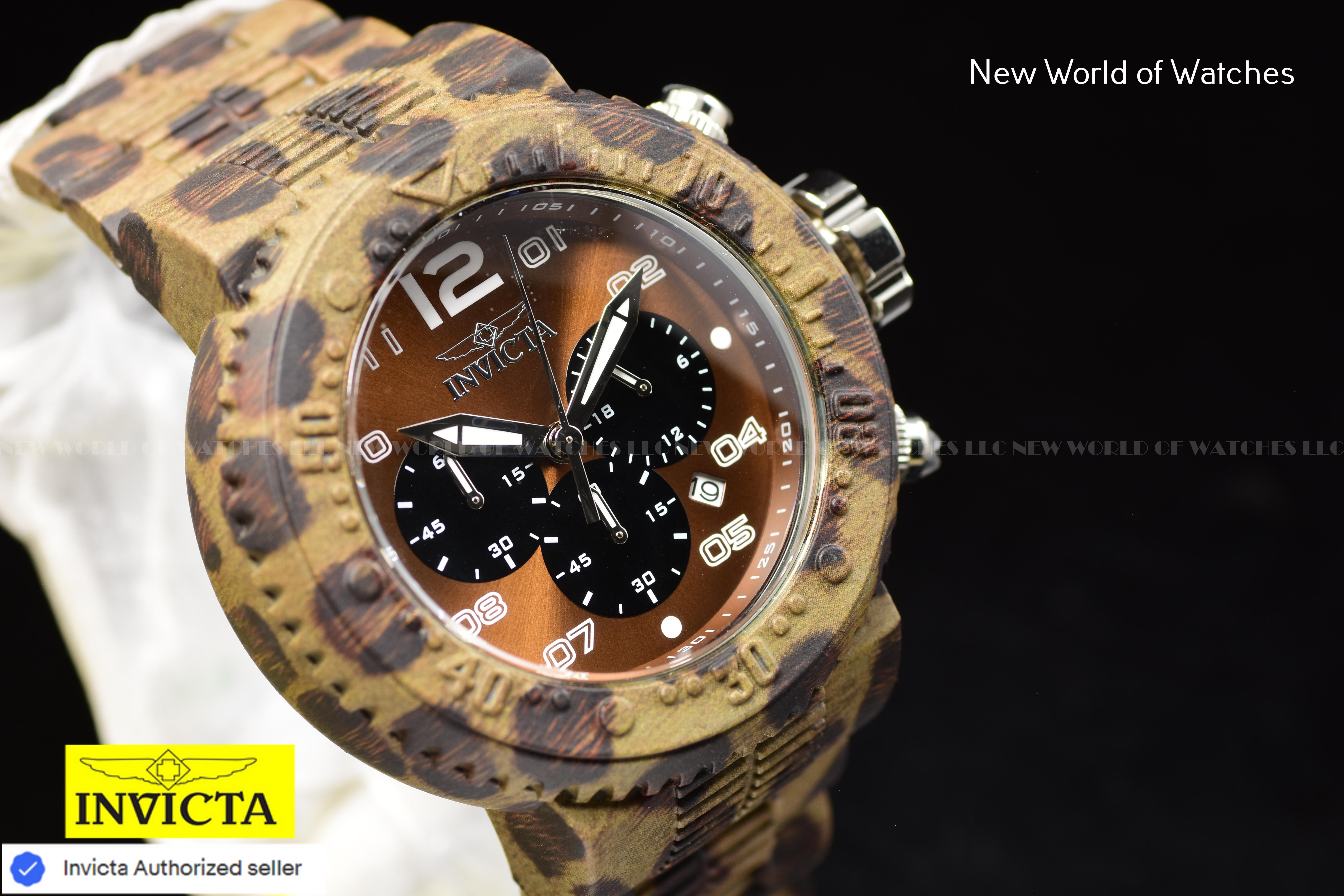 Invicta Men Pro Diver 52mm Brown Black Quartz Japan Stainless Steel Watch