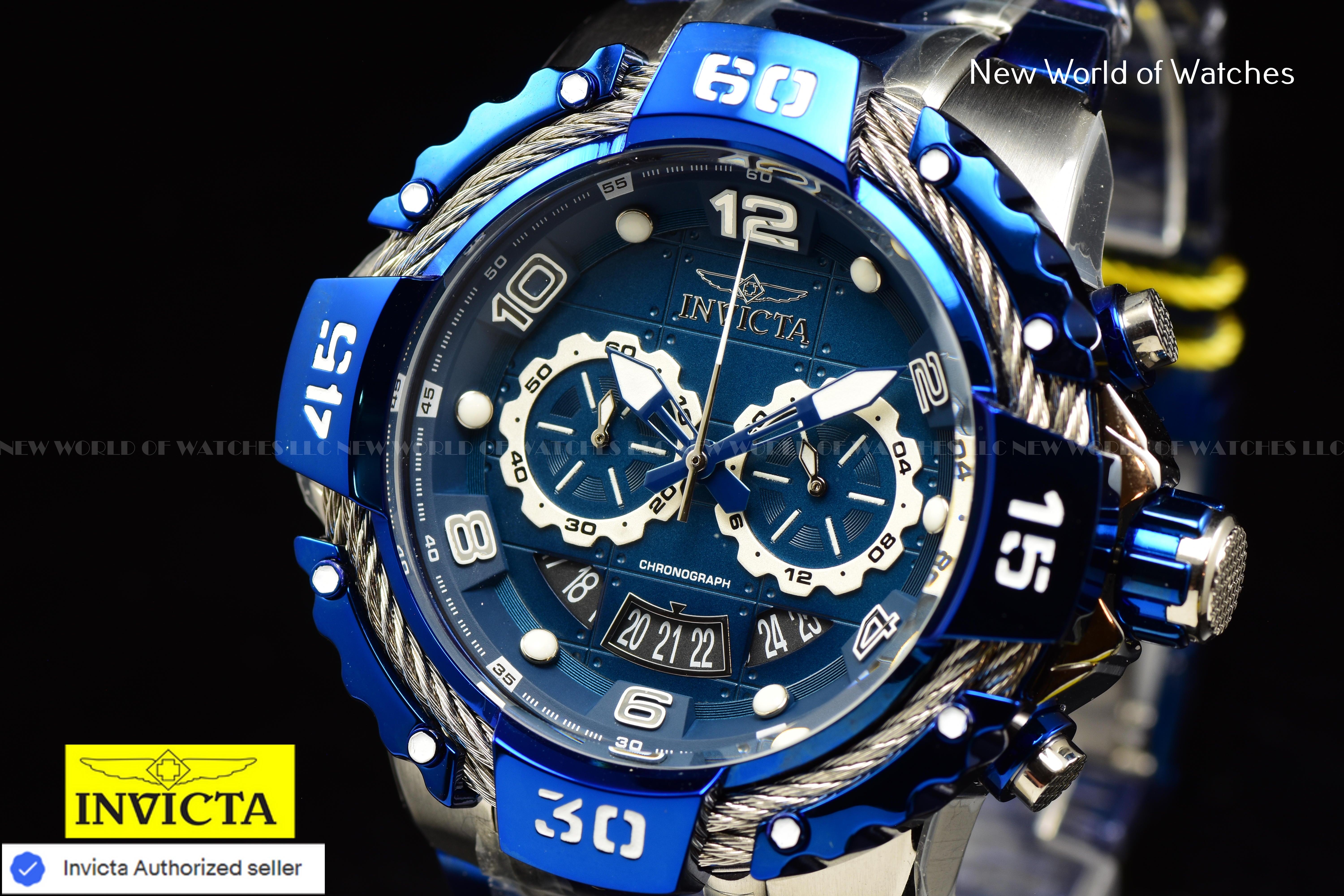 Invicta Men Bolt 52mm Silver Blue Quartz Japan Stainless Steel Watch