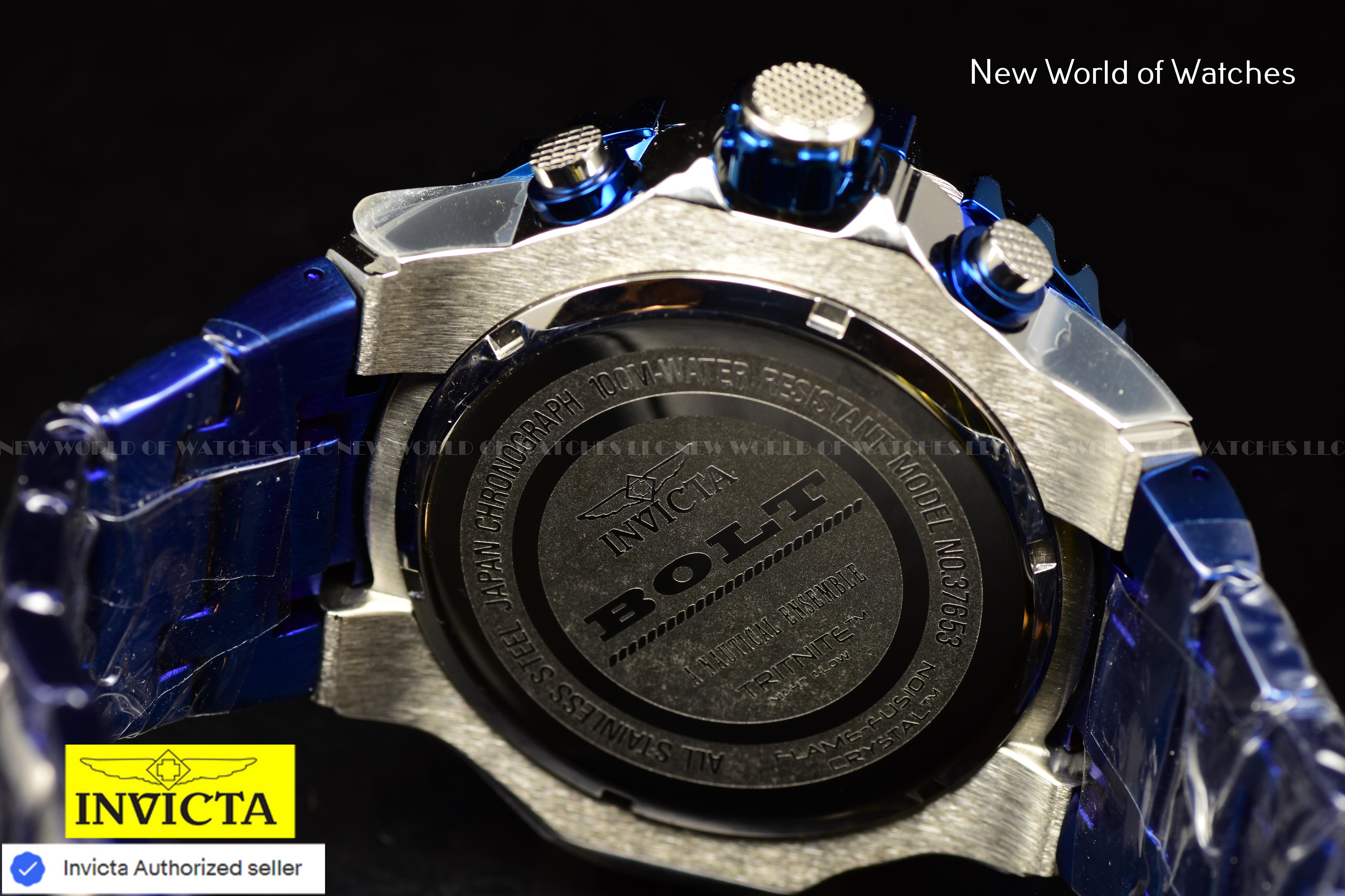 Invicta Men Bolt 52mm Silver Blue Quartz Japan Stainless Steel Watch