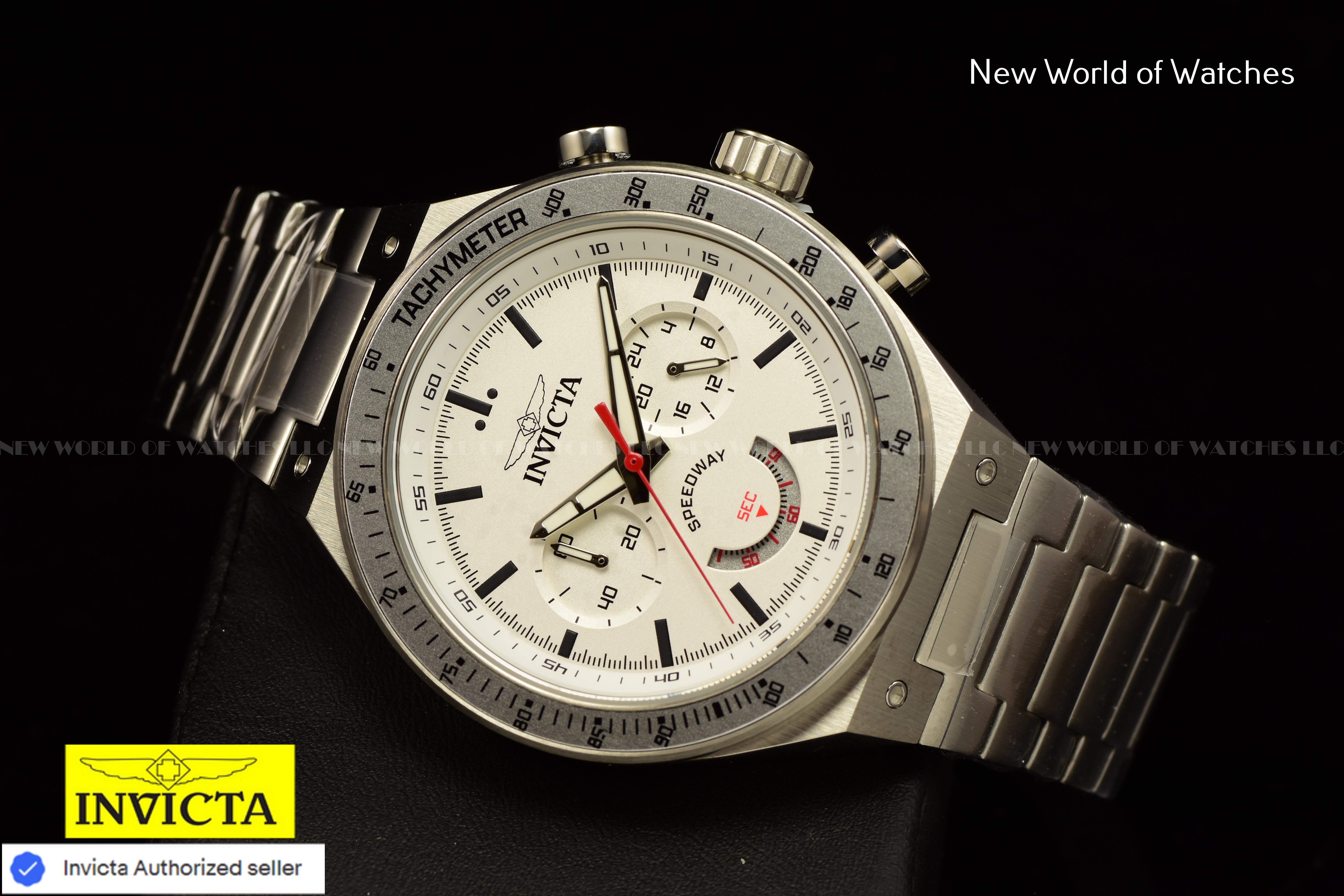 Invicta Men Speedway 44mm Silver Quartz Japan Stainless Steel Watch
