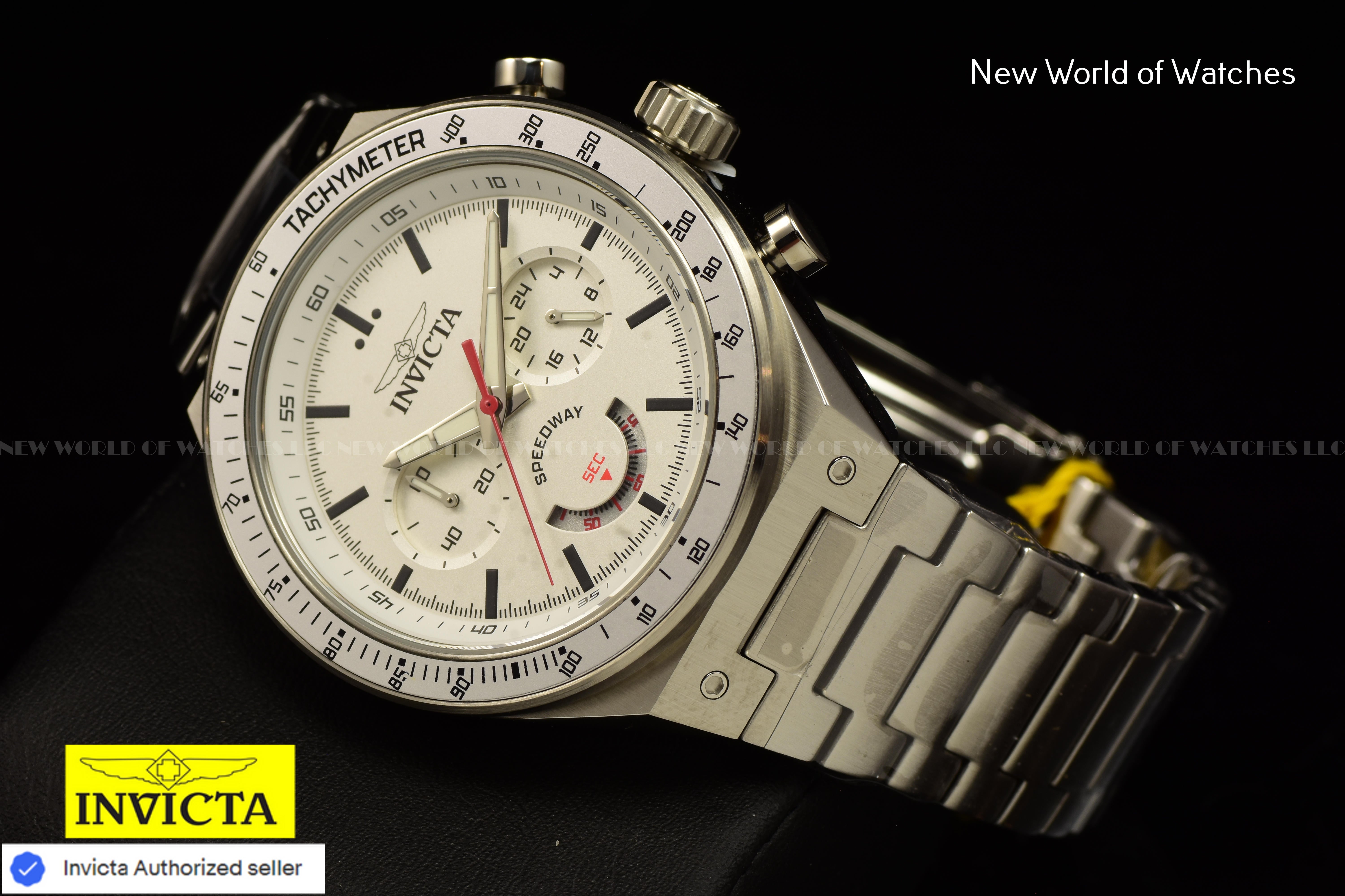 Invicta Men Speedway 44mm Silver Quartz Japan Stainless Steel Watch