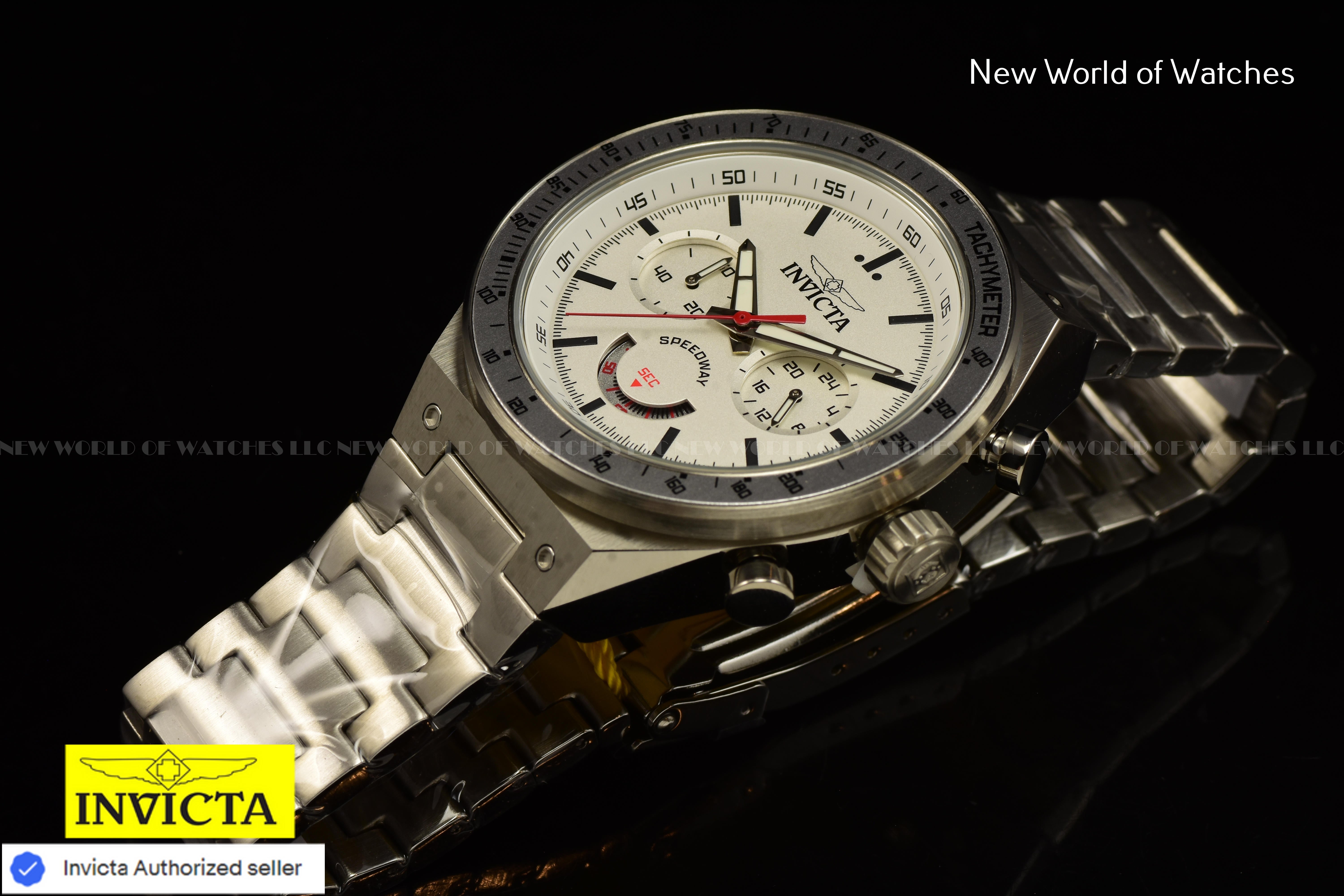 Invicta Men Speedway 44mm Silver Quartz Japan Stainless Steel Watch